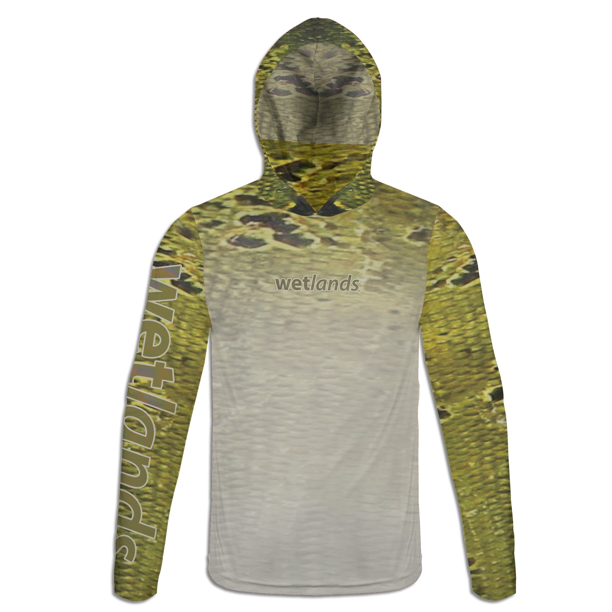 Peacock and Spotted Tilapia - Unisex Long Sleeve Sun Proof Performance Fishing Top with built in Hoodie and Gaiter (short sleeve option also available)