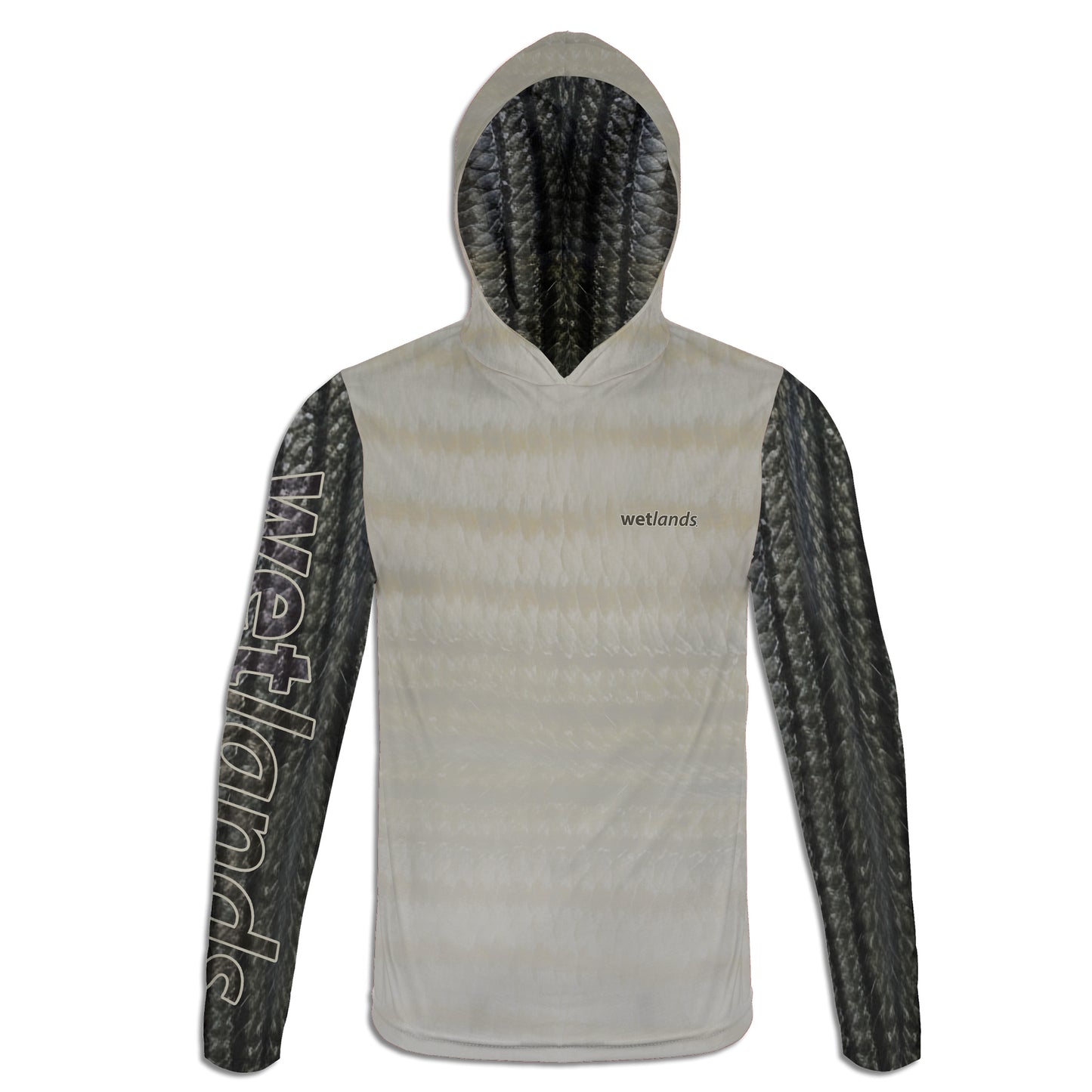 Striped Bass and Croaker  - Unisex Long Sleeve Sun Proof Performance Fishing Top with built in Hoodie and Gaiter (short sleeve option also available)