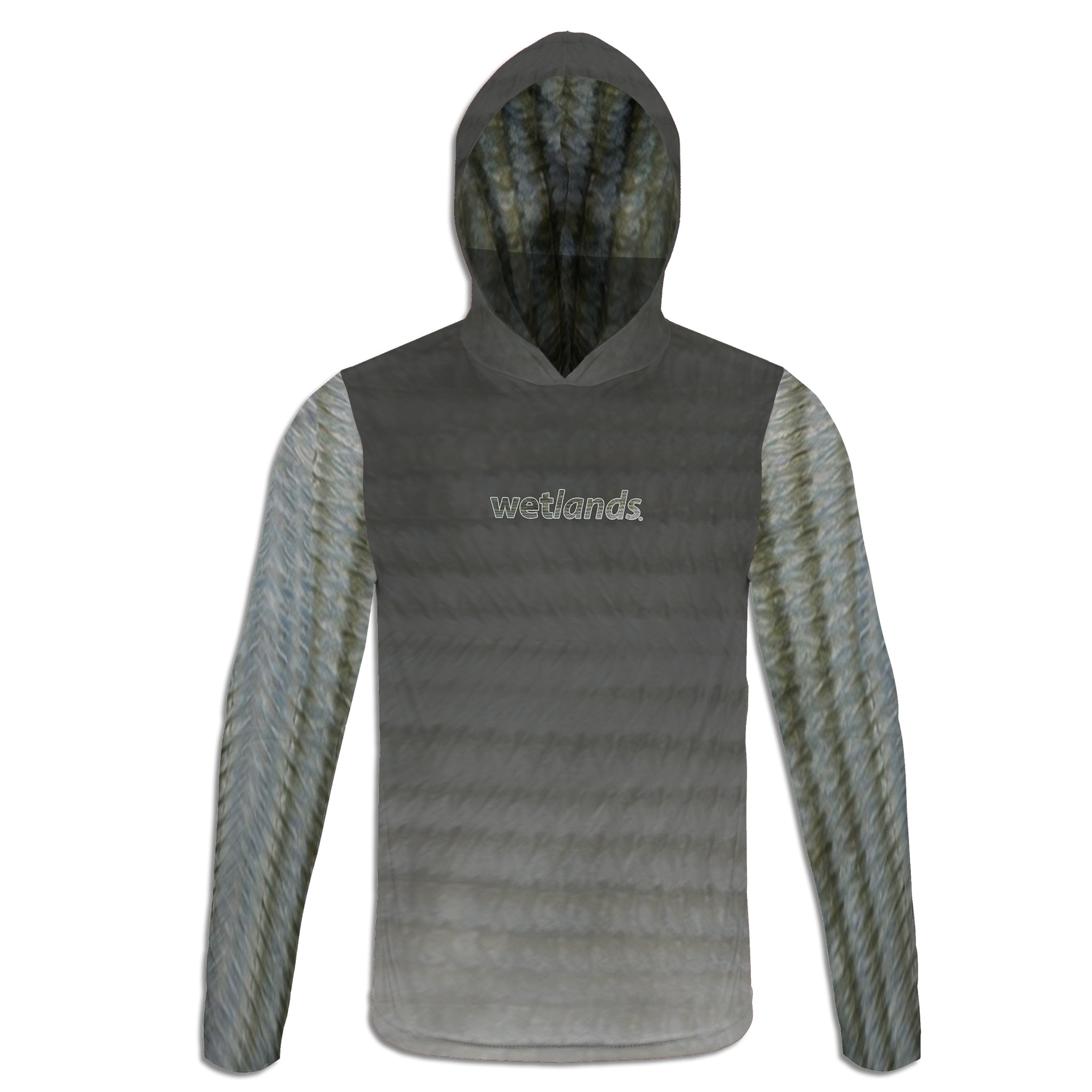 Bonefish and Worm  - Unisex Long Sleeve Sun Proof Performance Fishing Top with built in Hoodie and Gaiter (short sleeve option also available)