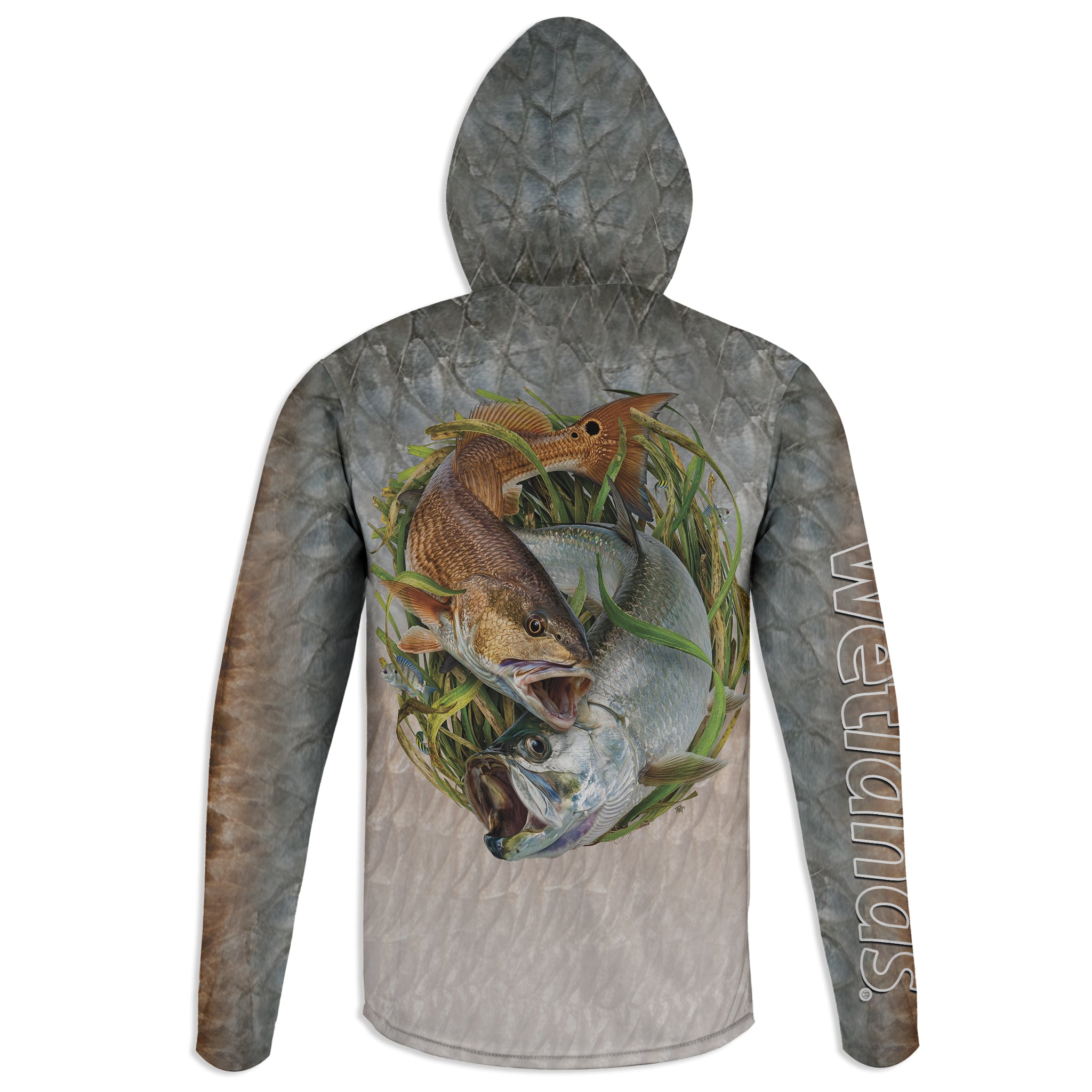 Tarpon and Redfish - Unisex Long Sleeve Sun Proof Performance Fishing Top with built in Hoodie and Gaiter (short sleeve option also available)