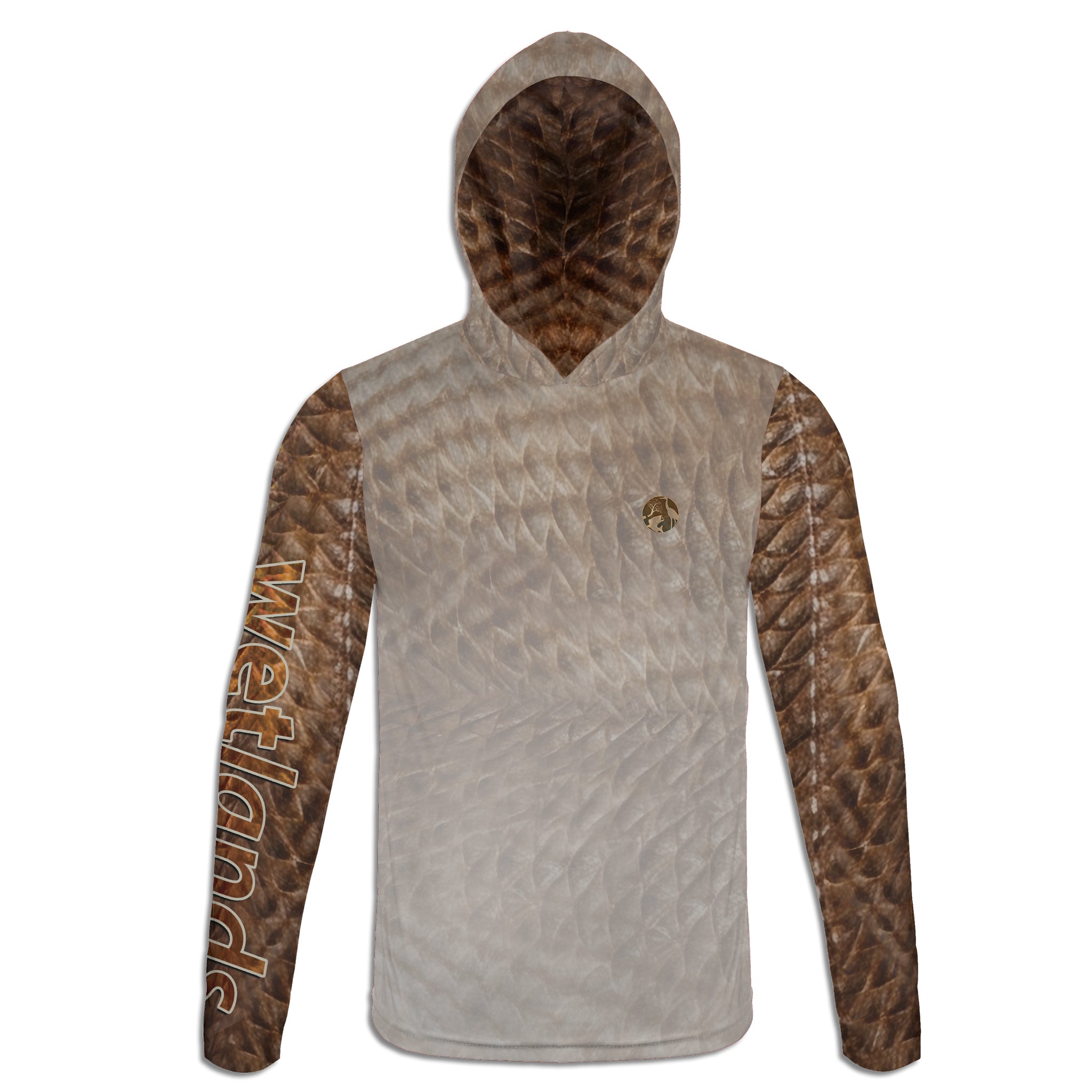 Mudding Redfish - Unisex Long Sleeve Sun Proof Performance Fishing Top with built in Hoodie and Gaiter (short sleeve option also available)