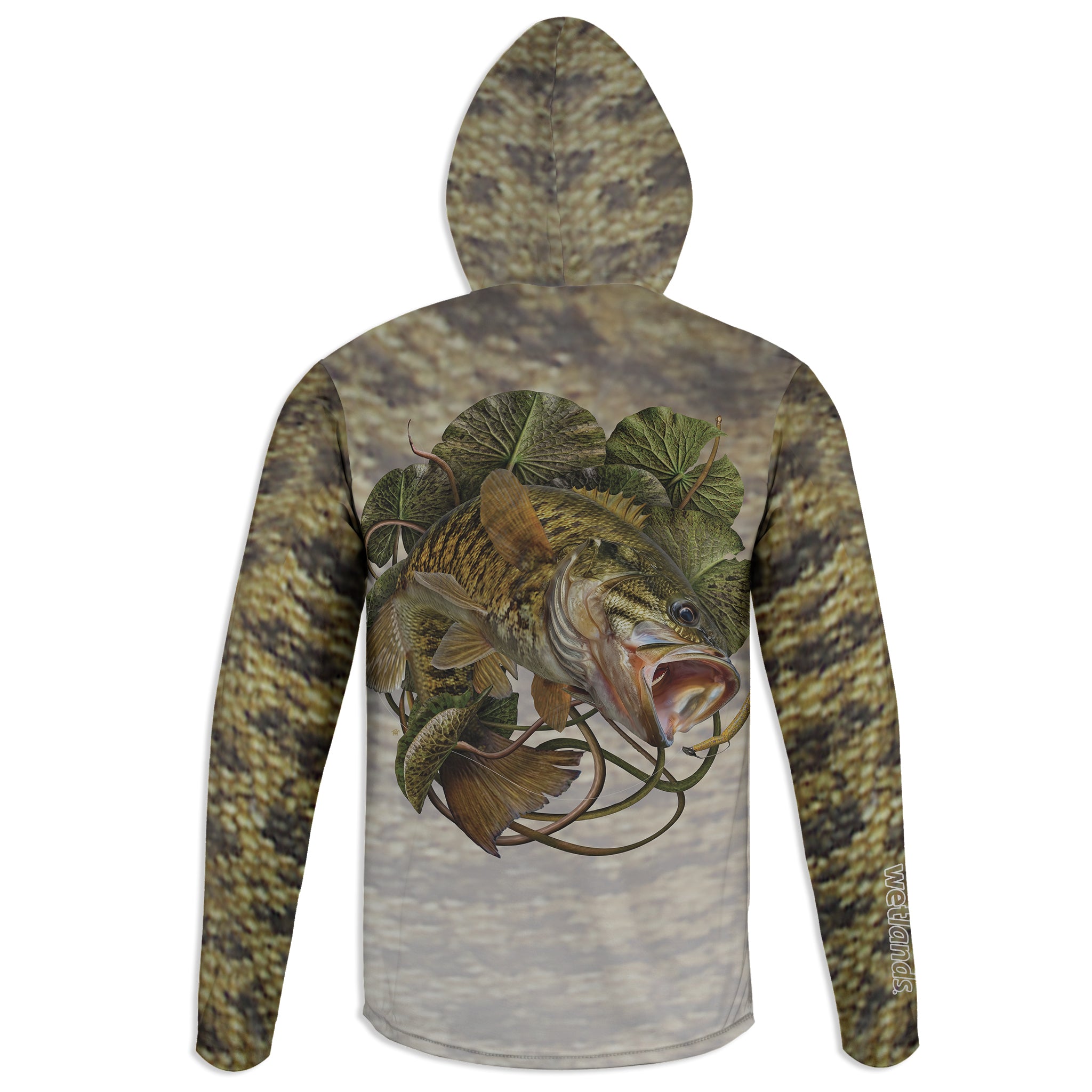 Smallmouth and Worm - Unisex Long Sleeve Sun Proof Performance Fishing Top with built in Hoodie and Gaiter (short sleeve option also available)