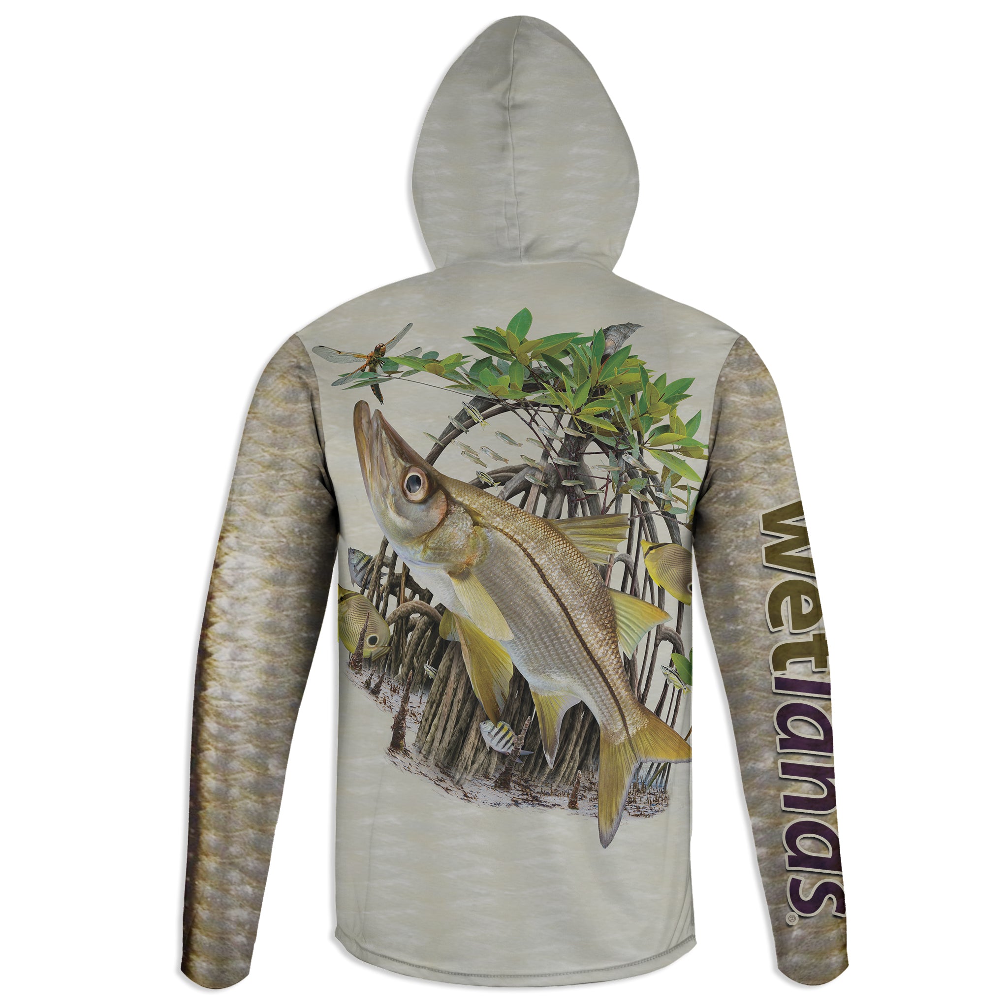 Tarpon Snook - Unisex Long Sleeve Sun Proof Performance Fishing Top with built in Hoodie and Gaiter (short sleeve option also available)