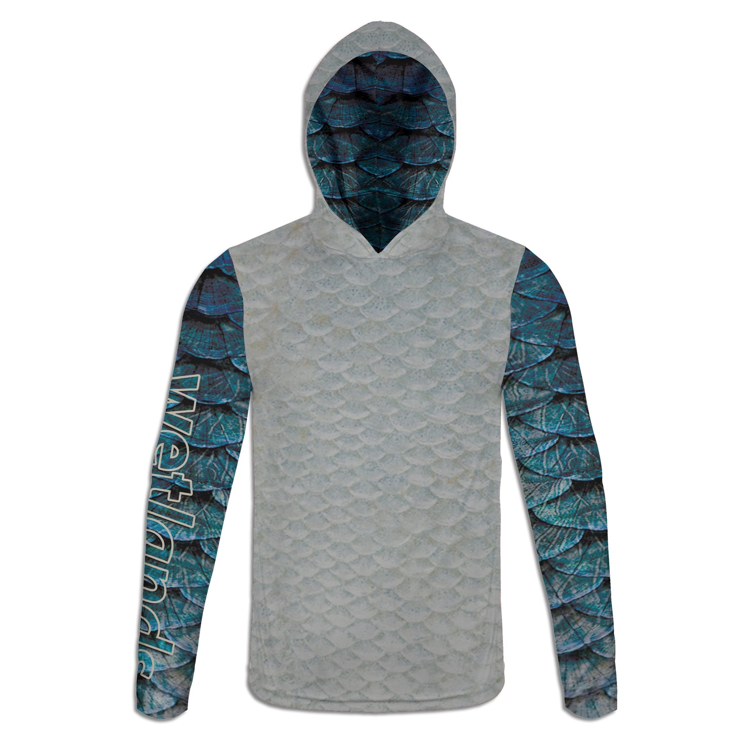 Blue Scale - Unisex Long Sleeve Sun Proof Performance Fishing Top with built in Hoodie and Gaiter (short sleeve option also available) (Copy)