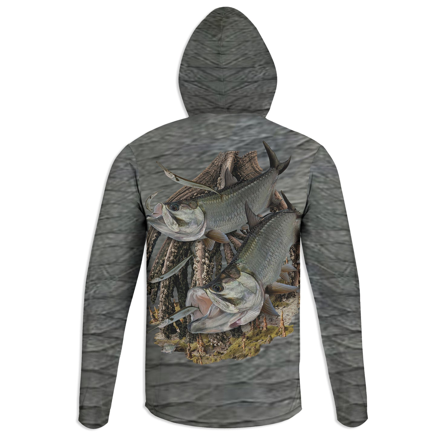 Twin Tarpons - Unisex Long Sleeve Sun Proof Performance Fishing Top with built in Hoodie (short sleeve option also available)