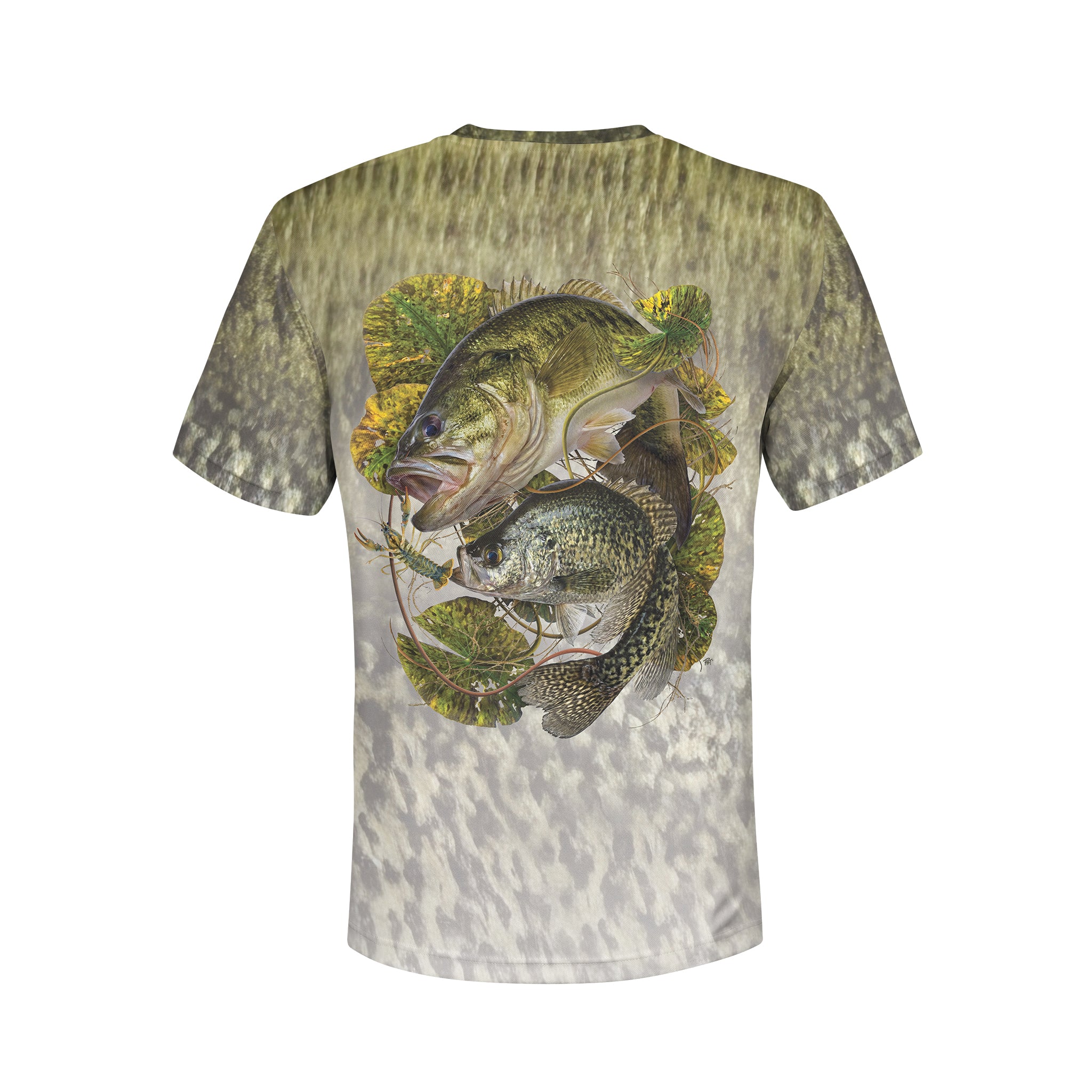 Bass and Black Crappie - Unisex Long Sleeve Sun Proof Performance Fishing Top with built in Hoodie and Gaiter (short sleeve option also available)