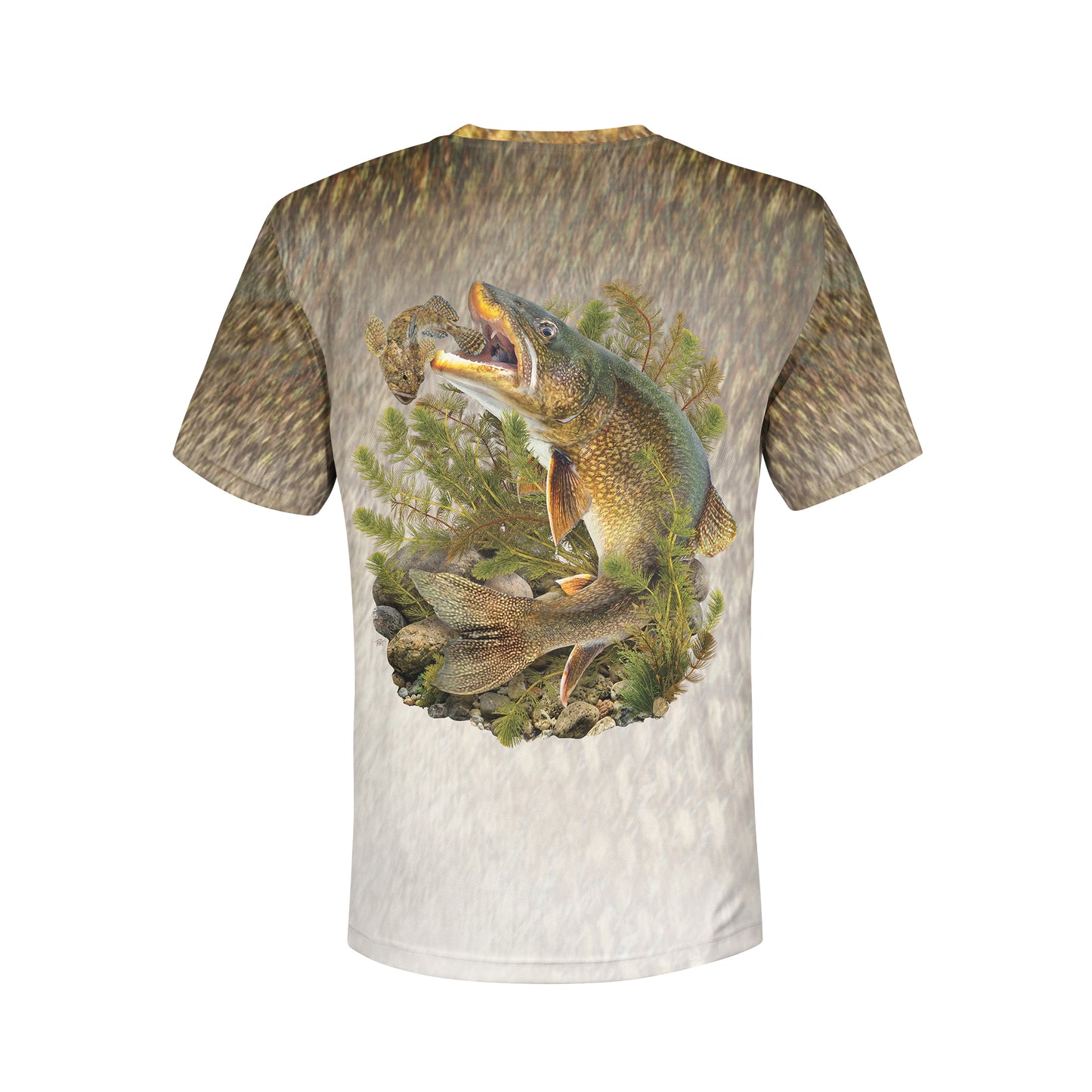 Lake Trout and Sculpin - Unisex Long Sleeve Sun Proof Performance Fishing Top with built in Hoodie and Gaiter (short sleeve option also available)