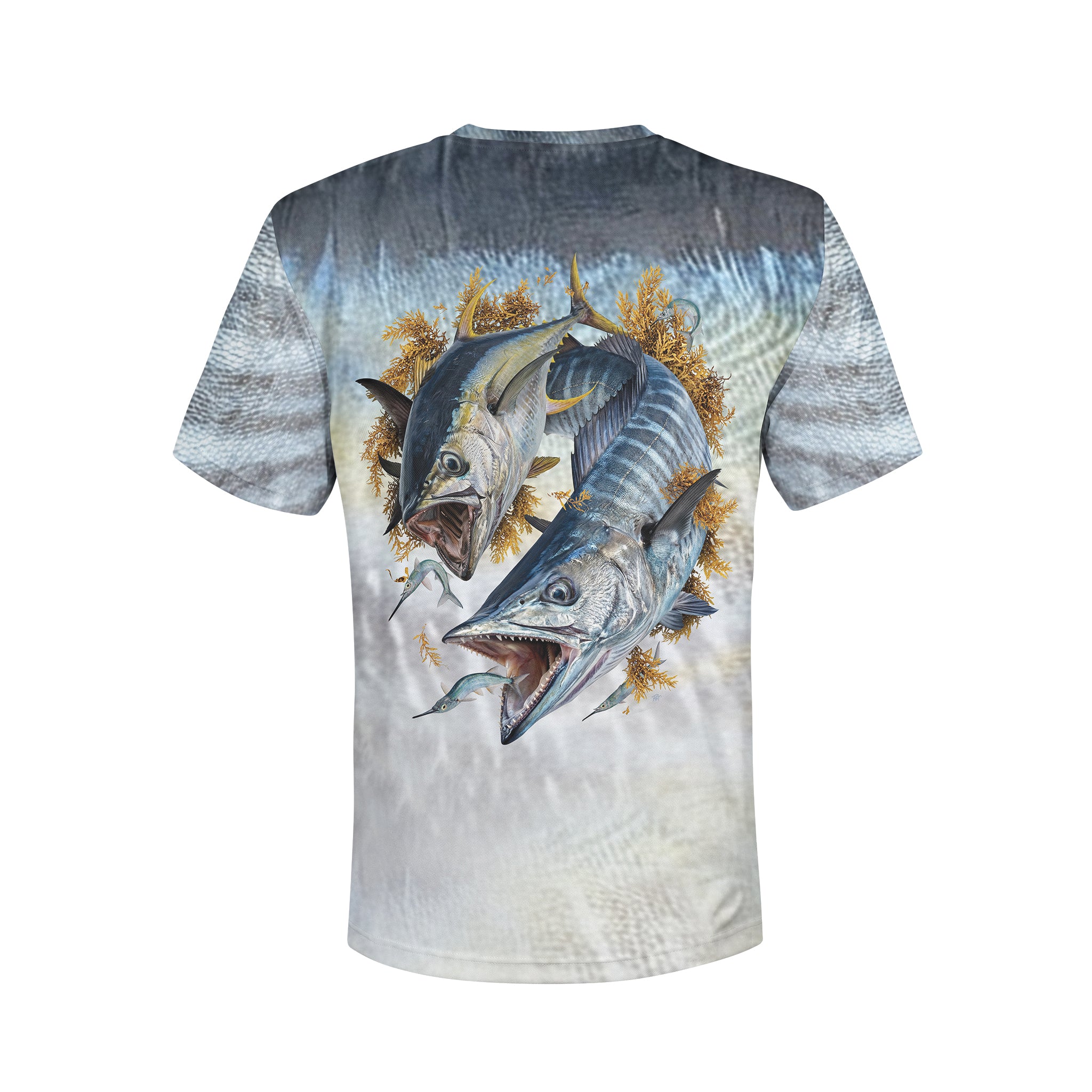 Wahoo and Tuna - Unisex Long Sleeve Sun Proof Performance Fishing Top with built in Hoodie and Gaiter (short sleeve option also available)