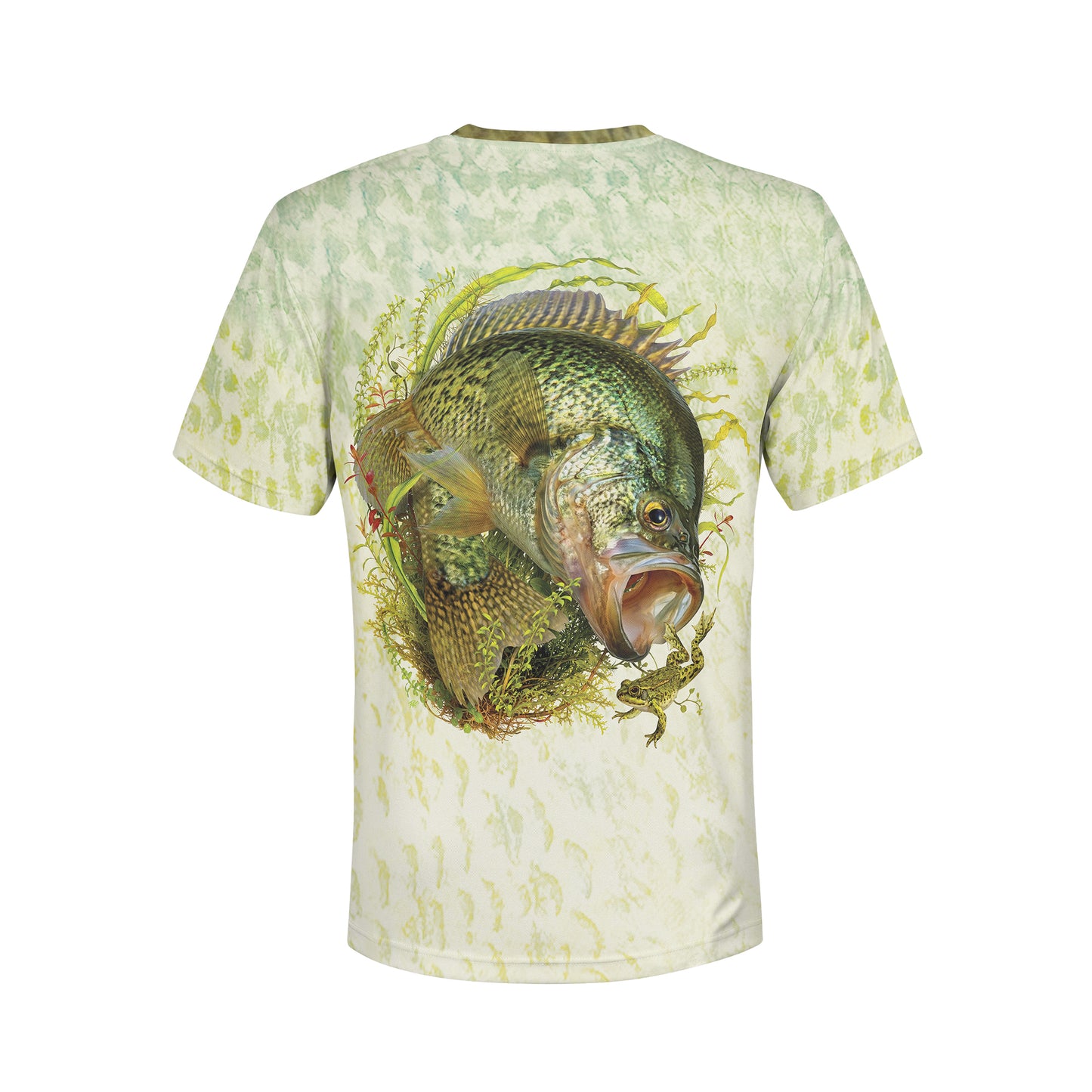 Crappie and Frog - Unisex Long Sleeve Sun Proof Performance Fishing Top with built in Hoodie and Gaiter (short sleeve option also available)