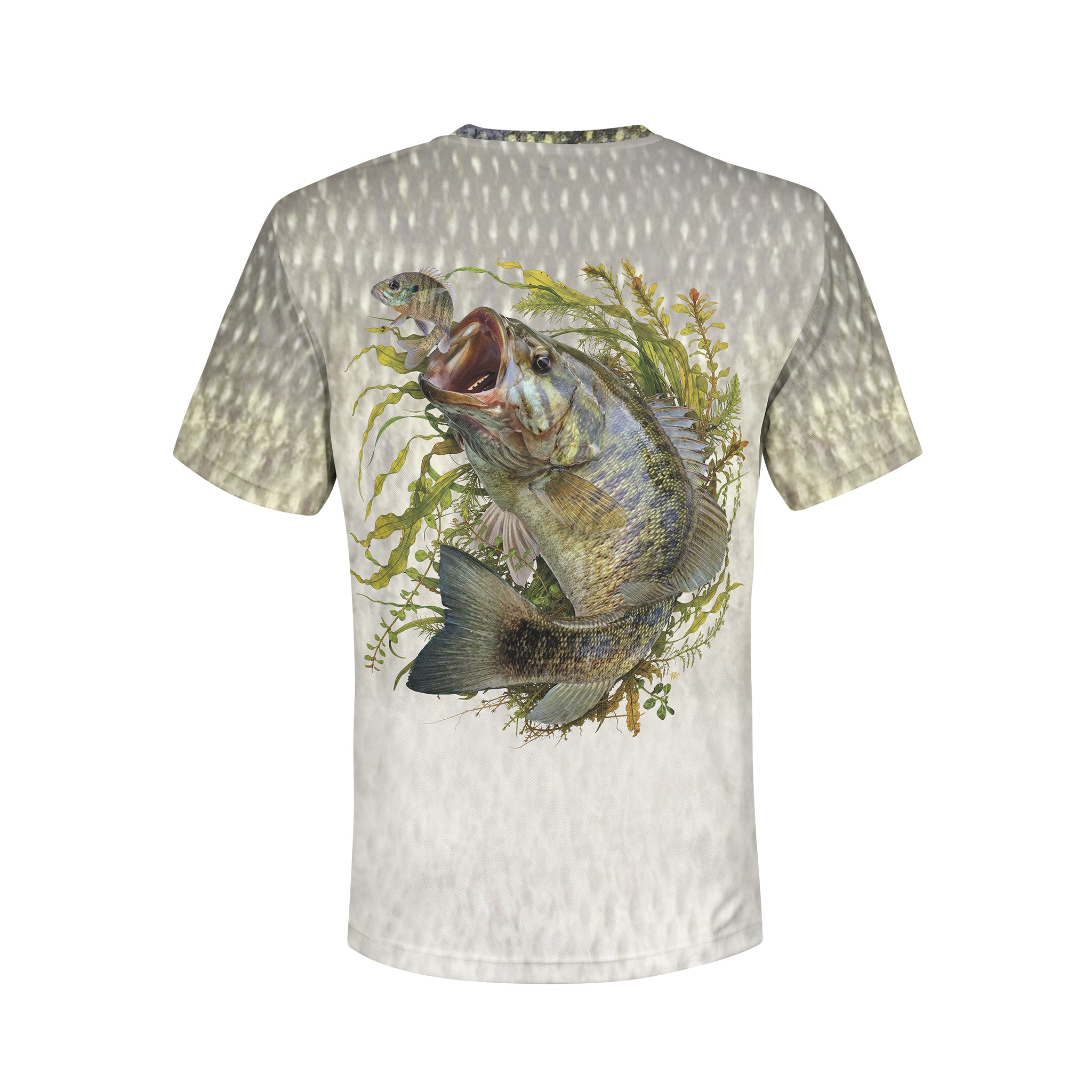 Mean Mouth Bass - Unisex Long Sleeve Sun Proof Performance Fishing Top with built in Hoodie and Gaiter (short sleeve option also available)