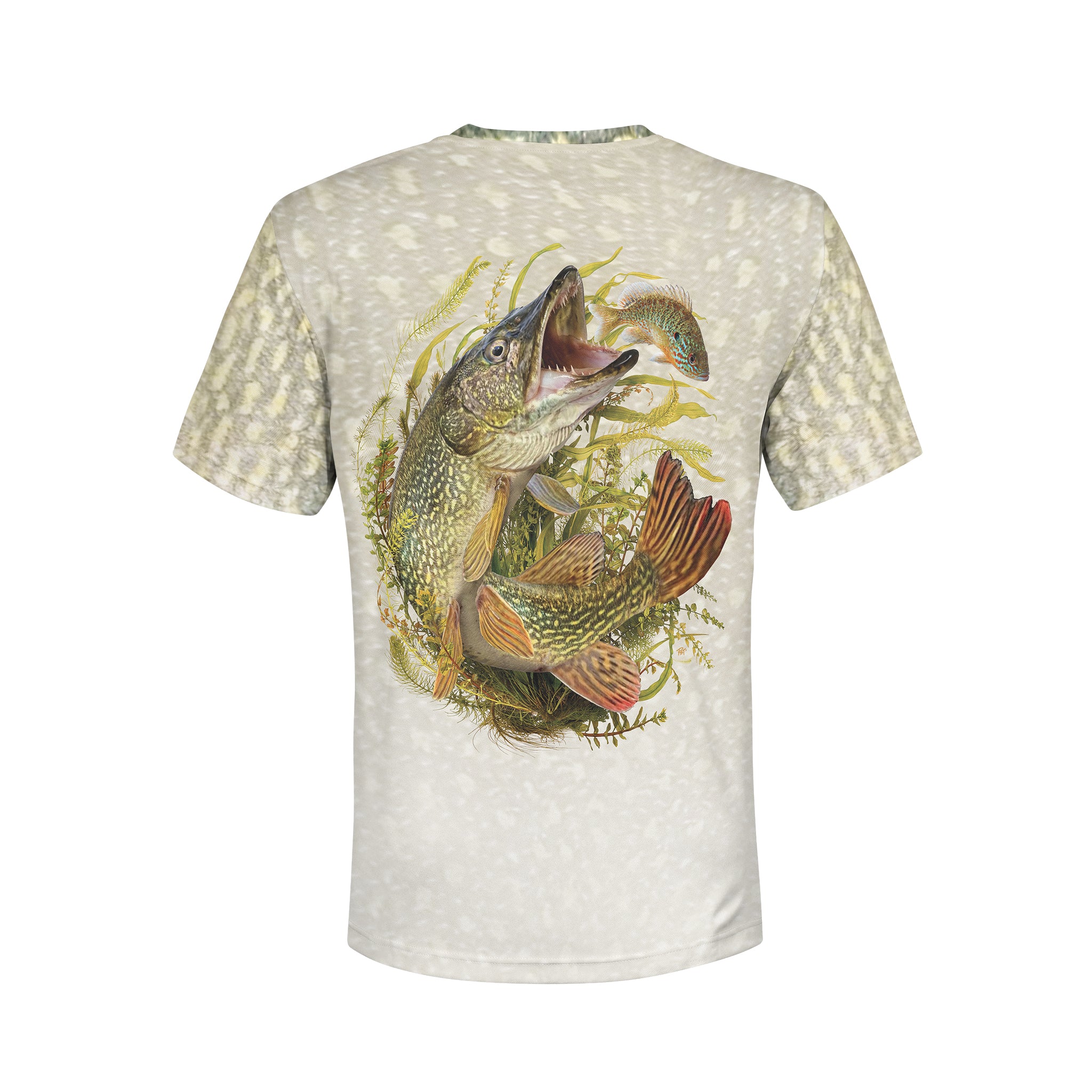 Pike and Pumpkinseed - Unisex Long Sleeve Sun Proof Performance Fishing Top with built in Hoodie and Gaiter (short sleeve option also available)
