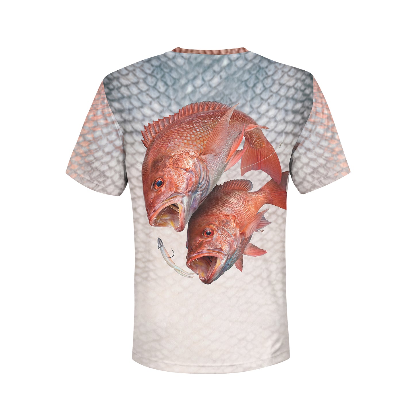 Red Snapper - Unisex Long Sleeve Sun Proof Performance Fishing Top with built in Hoodie and Gaiter (short sleeve option also available)
