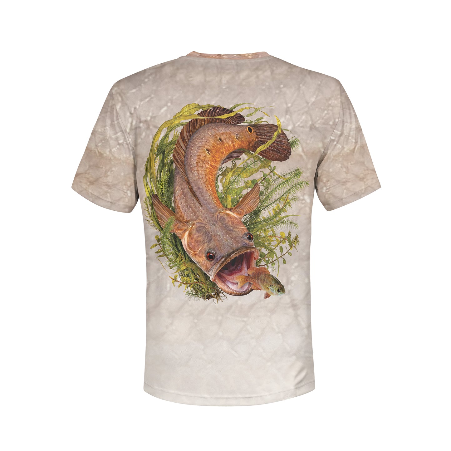 Snakehead and Bluegill - Unisex Long Sleeve Sun Proof Performance Fishing Top with built in Hoodie and Gaiter (short sleeve option also available)