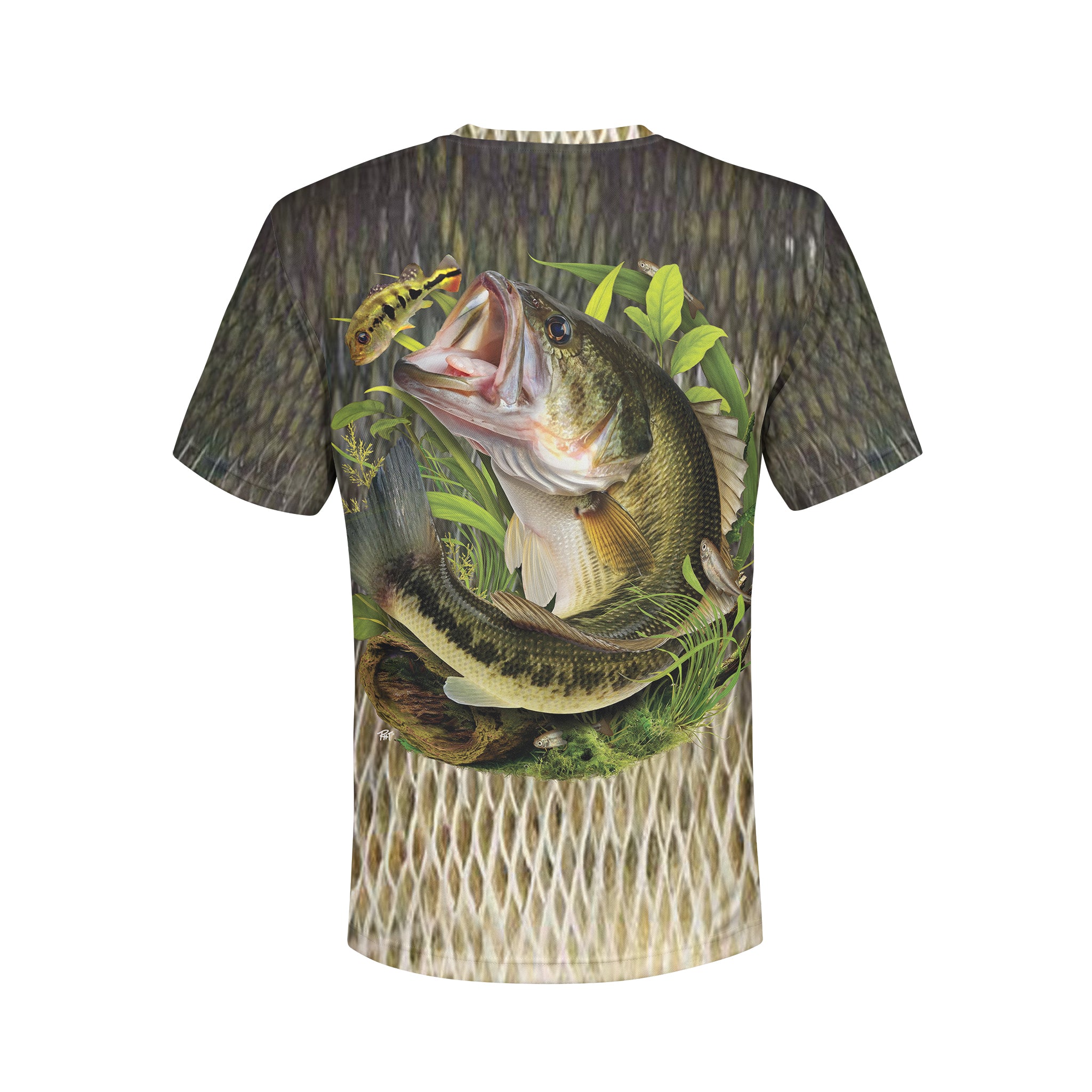 Bass and Cichlid  - Unisex Long Sleeve Sun Proof Performance Fishing Top with built in Hoodie and Gaiter (short sleeve option also available)