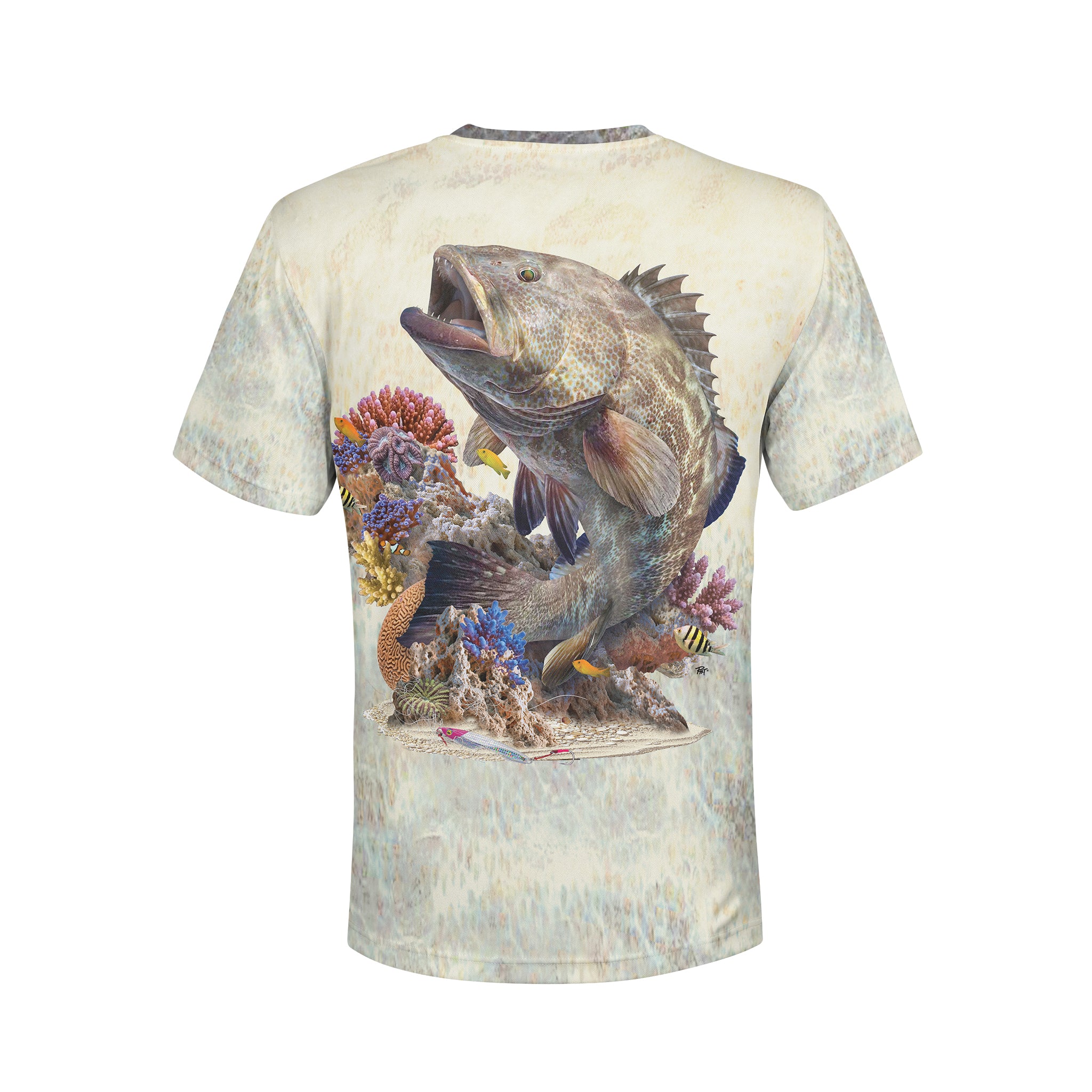 Black Grouper - Unisex Long Sleeve Sun Proof Performance Fishing Top with built in Hoodie and Gaiter (short sleeve option also available)