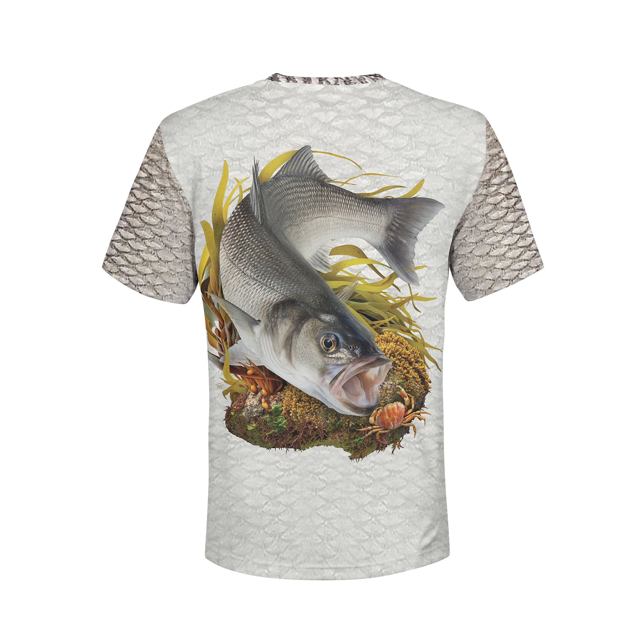 British Sea Bass - Unisex Long Sleeve Sun Proof Performance Fishing Top with built in Hoodie and Gaiter (short sleeve option also available)