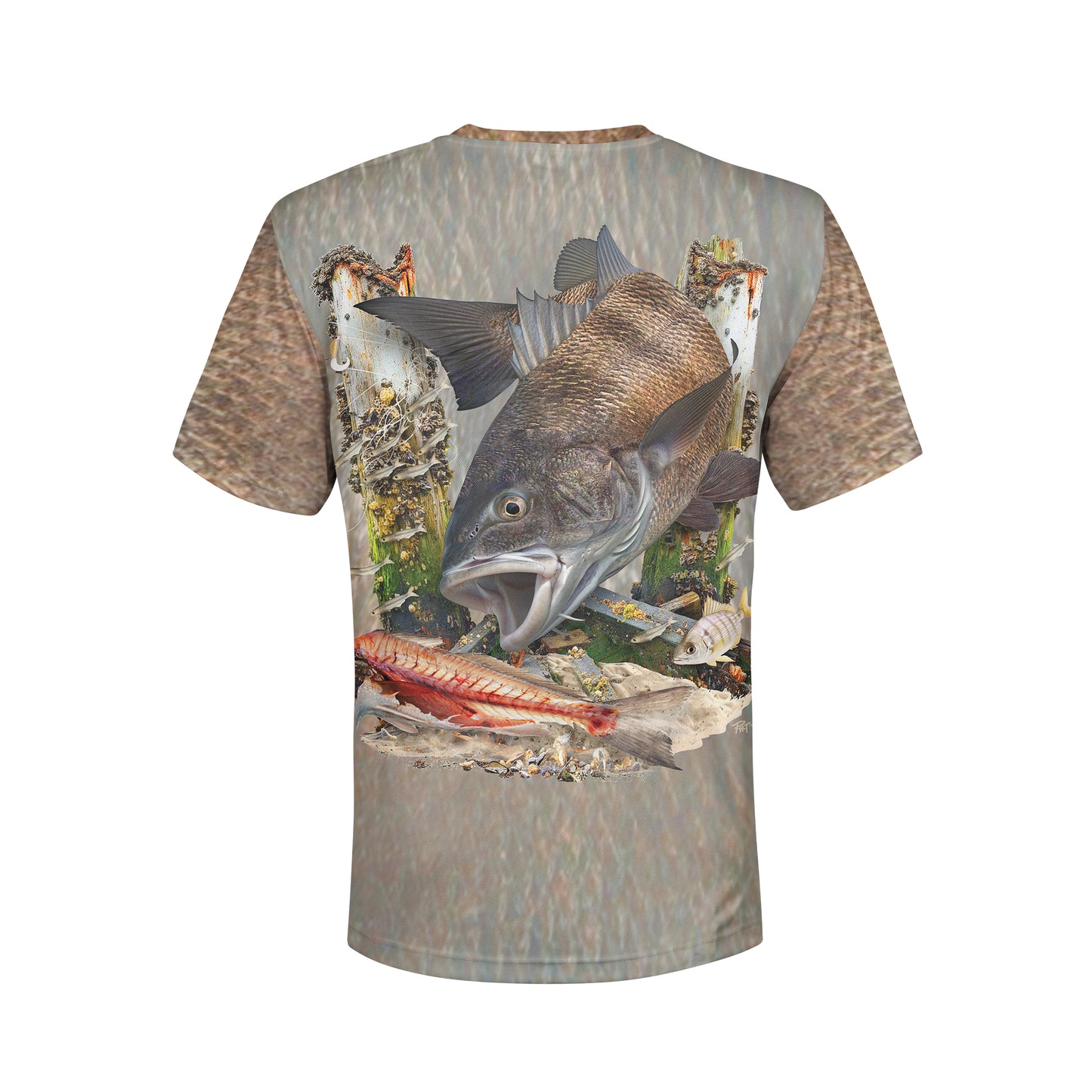 Dock Drum - Unisex Long Sleeve Sun Proof Performance Fishing Top with built in Hoodie and Gaiter (short sleeve option also available)