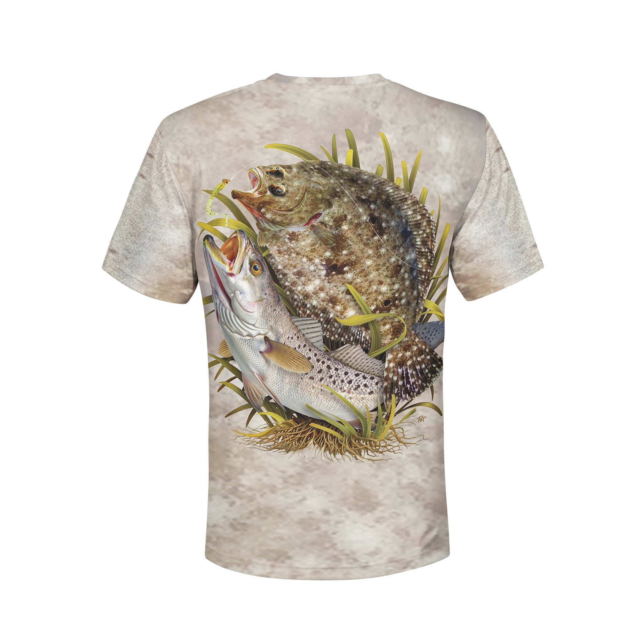 Flounder and Spec - Unisex Long Sleeve Sun Proof Performance Fishing Top with built in Hoodie and Gaiter (short sleeve option also available)