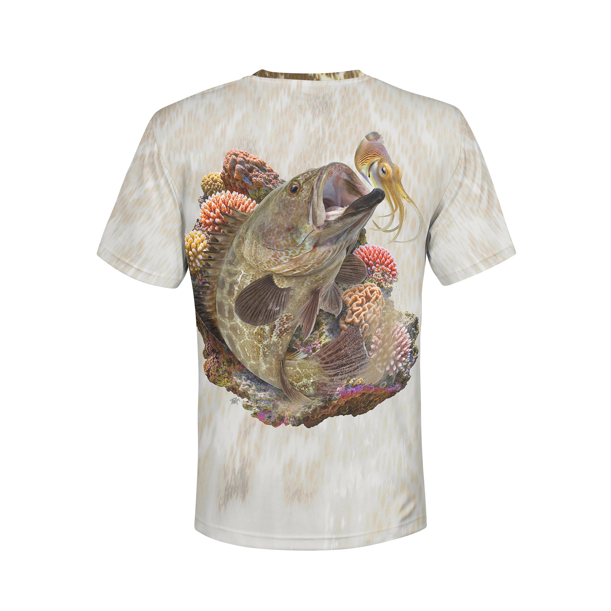 Grouper and Cuttlefish- Unisex Long Sleeve Sun Proof Performance Fishing Top with built in Hoodie and Gaiter (short sleeve option also available)