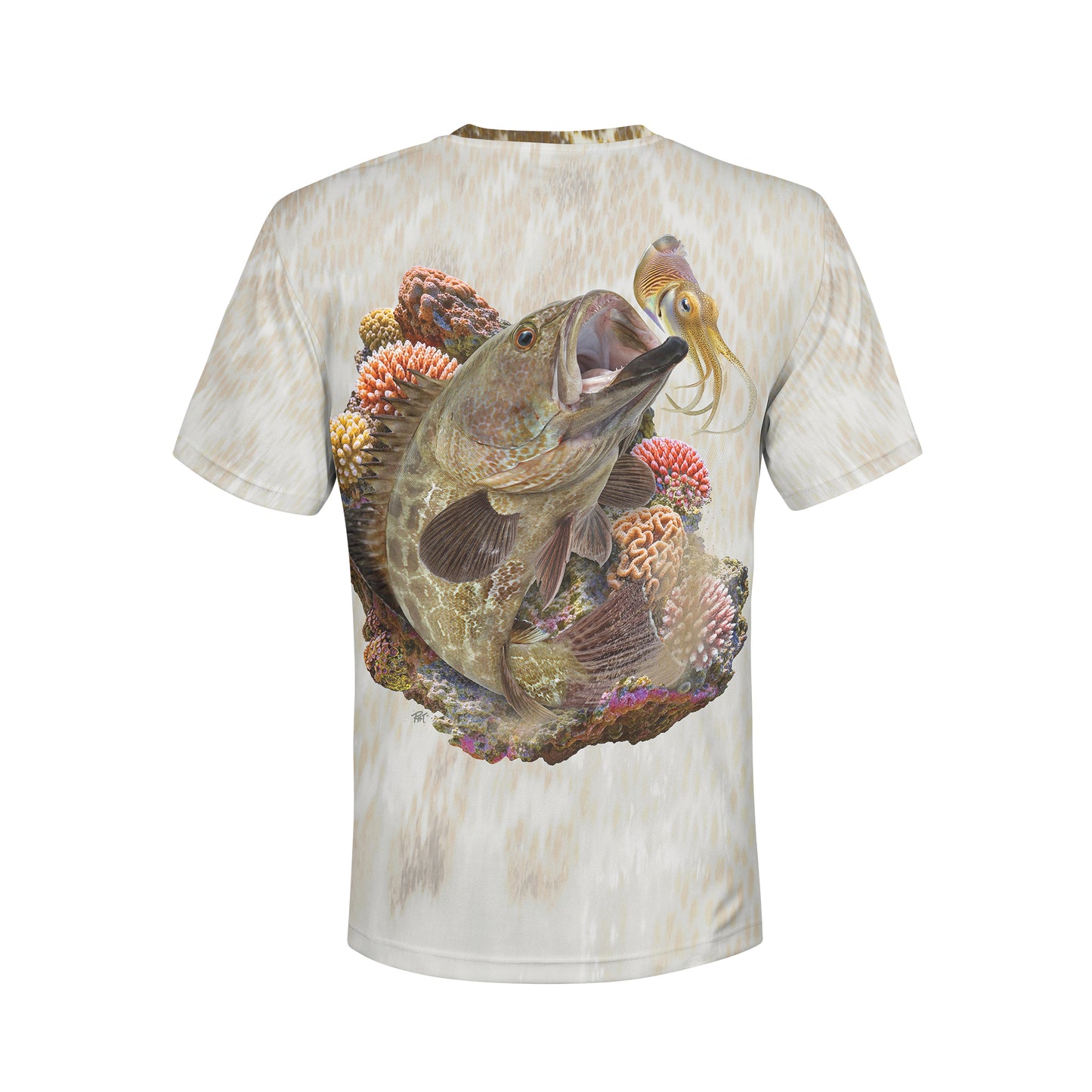 Grouper and Cuttlefish- Unisex Long Sleeve Sun Proof Performance Fishing Top with built in Hoodie and Gaiter (short sleeve option also available)