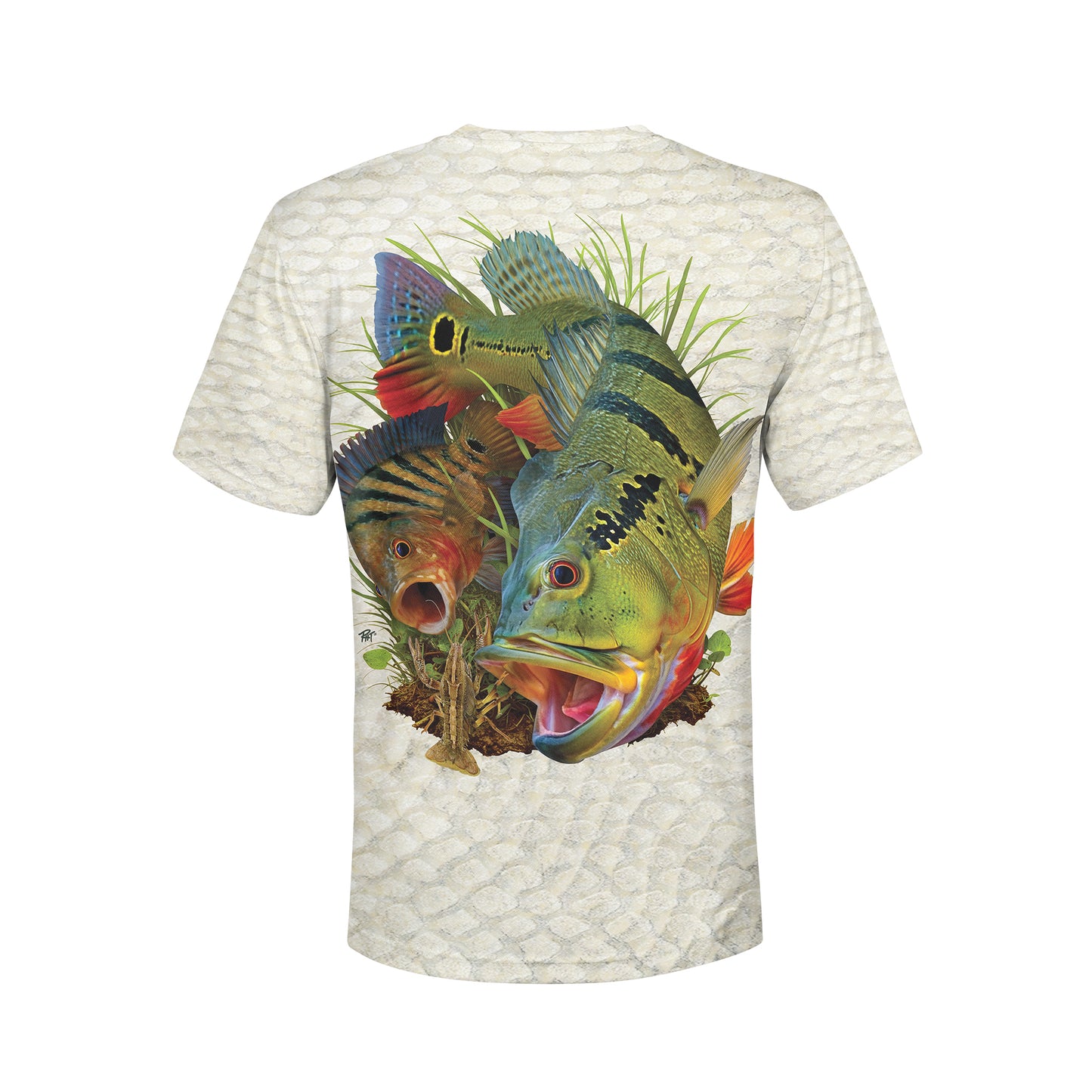 Mayan and Peacock - Unisex Long Sleeve Sun Proof Performance Fishing Top with built in Hoodie and Gaiter (short sleeve option also available)