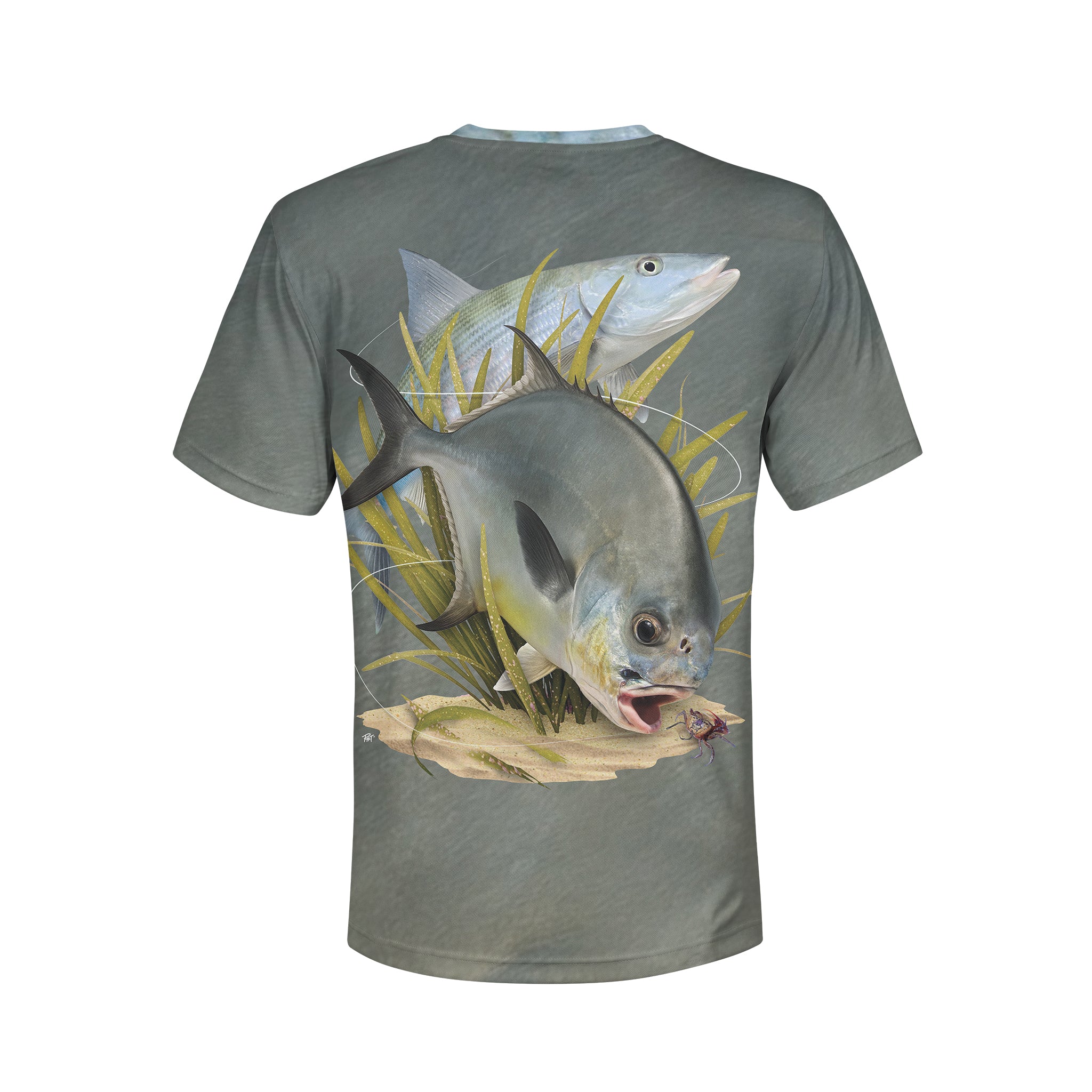 Permit and Bonefish - Unisex Long Sleeve Sun Proof Performance Fishing Top with built in Hoodie and Gaiter (short sleeve option also available)