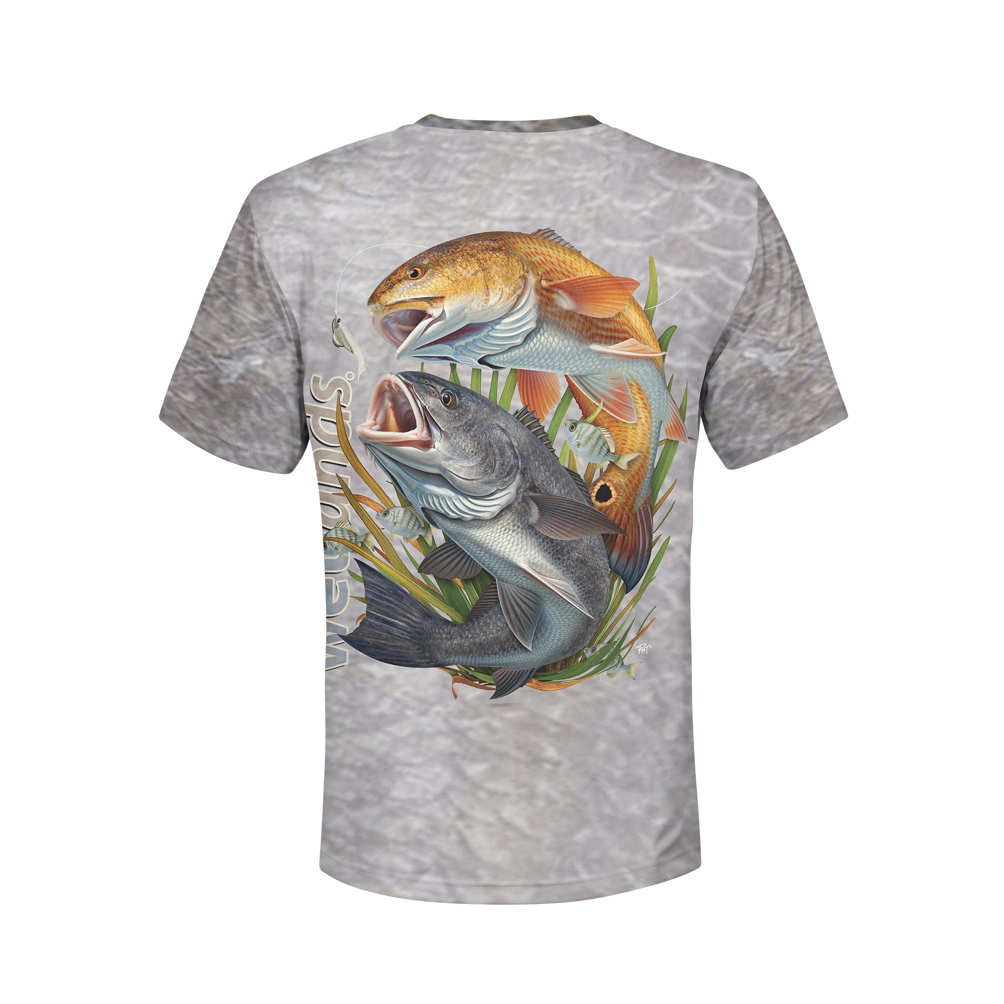 Redfish and Drum - Unisex Long Sleeve Sun Proof Performance Fishing Top with built in Hoodie and Gaiter (short sleeve option also available)