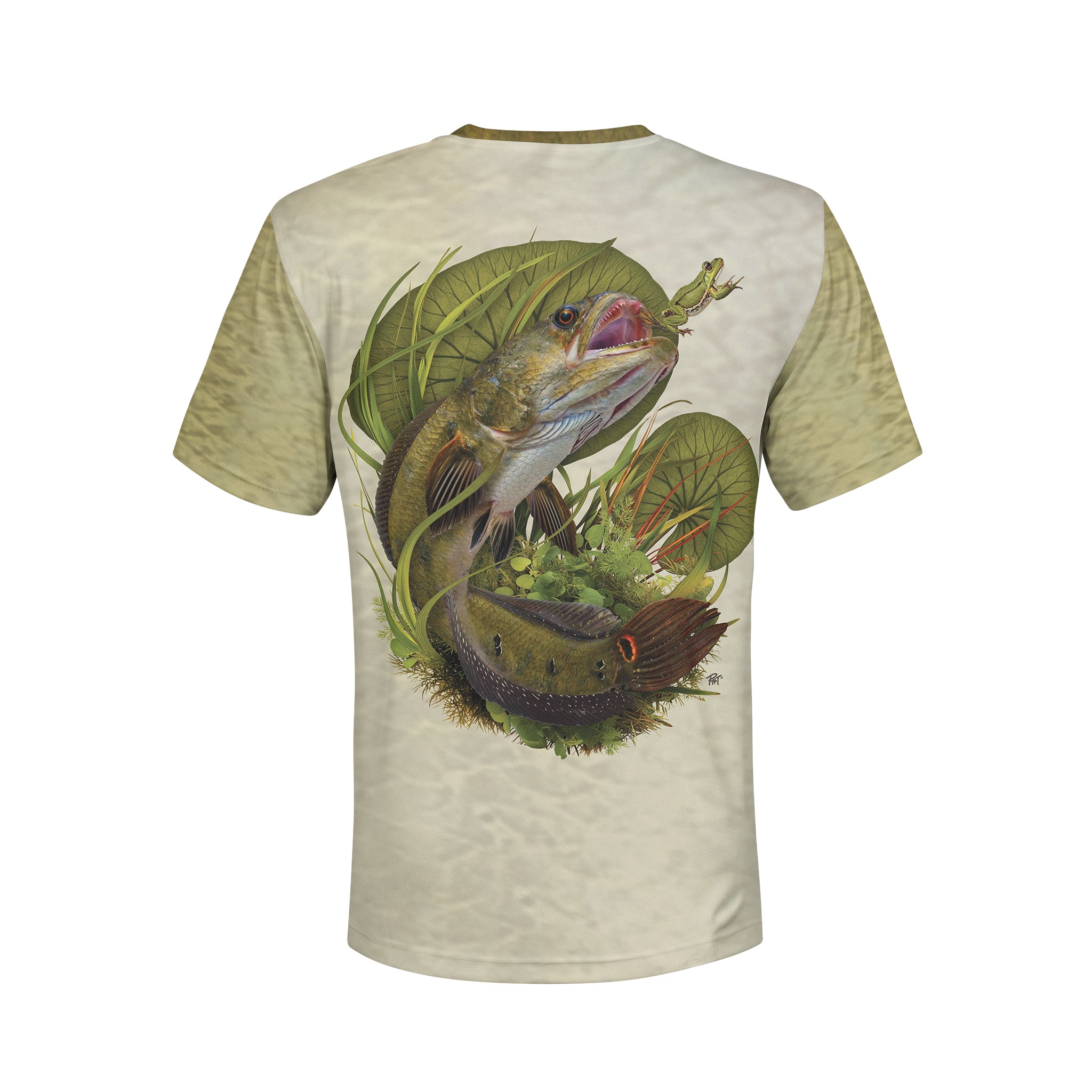 Snakehead and Frog - Unisex Long Sleeve Sun Proof Performance Fishing Top with built in Hoodie and Gaiter (short sleeve option also available)