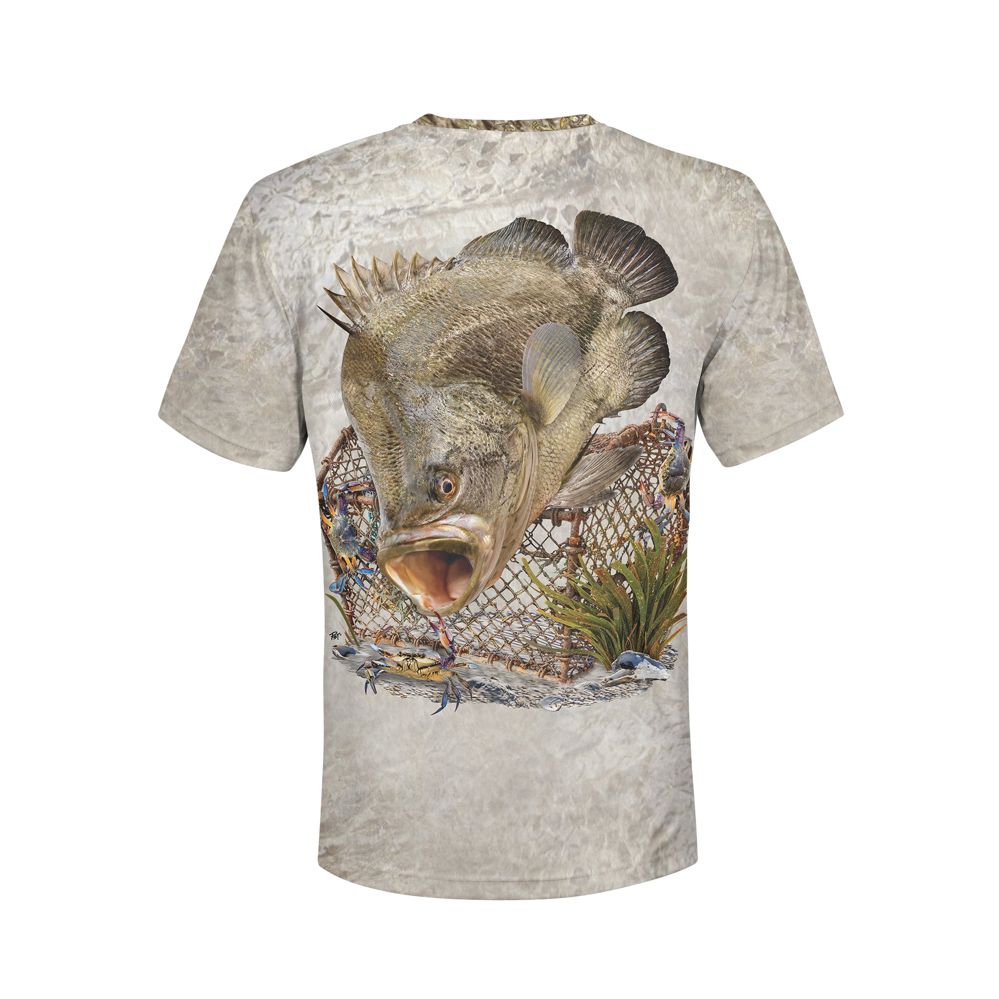 Tripletail and Crab Cage - Unisex Long Sleeve Sun Proof Performance Fishing Top with built in Hoodie and Gaiter (short sleeve option also available)