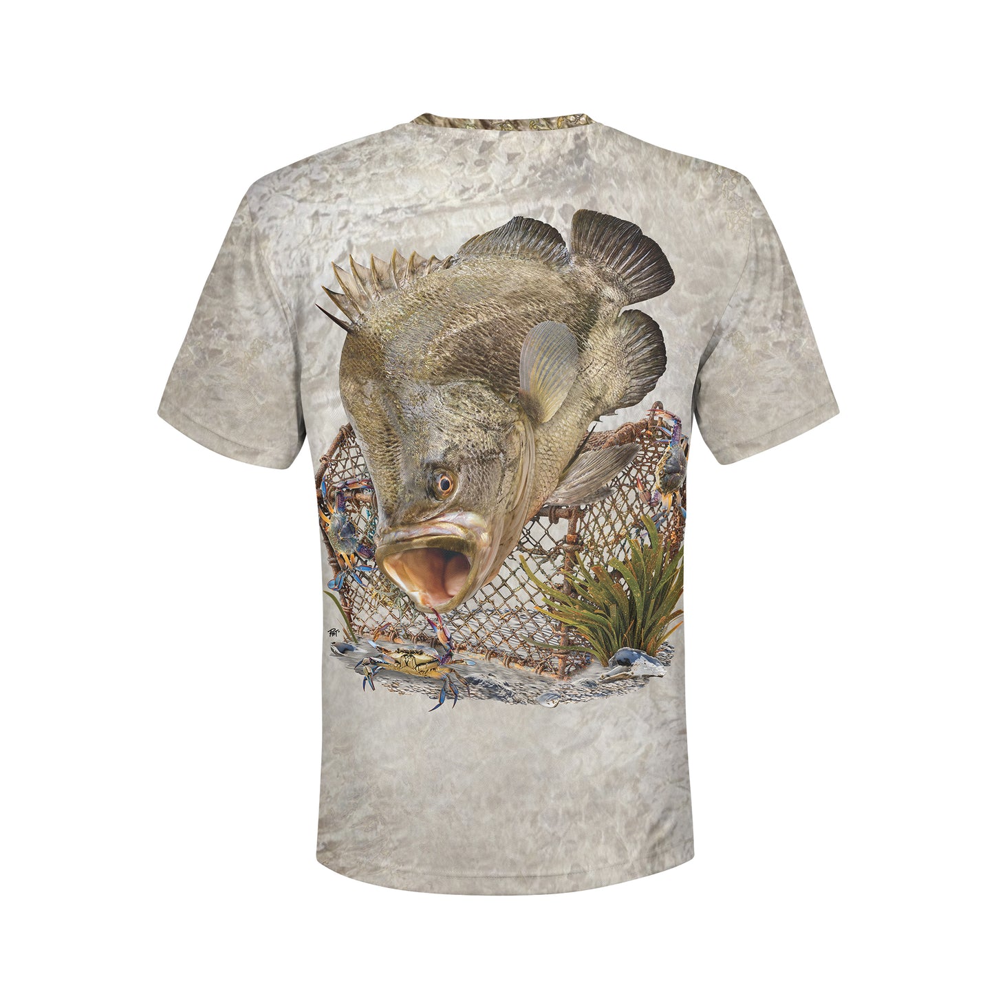 Tripletail and Crab Cage - Unisex Long Sleeve Sun Proof Performance Fishing Top with built in Hoodie and Gaiter (short sleeve option also available)