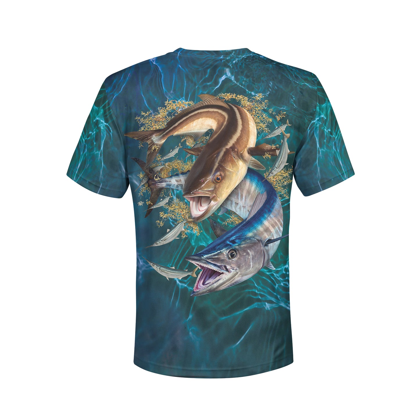 Wahoo and Cobia - Unisex Long Sleeve Sun Proof Performance Fishing Top with built in Hoodie and Gaiter (short sleeve option also available)