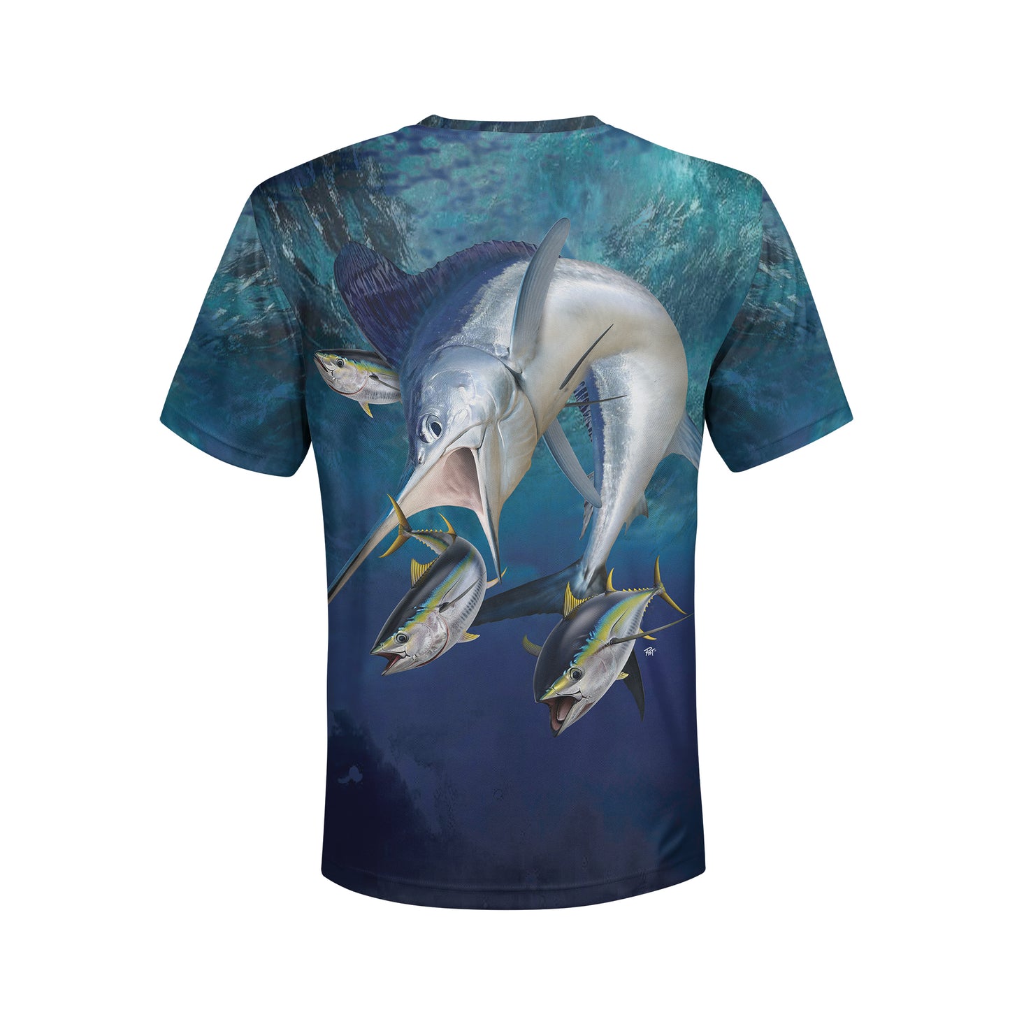 White Marlin and Tunas - Unisex Long Sleeve Sun Proof Performance Fishing Top with built in Hoodie and Gaiter (short sleeve option also available)