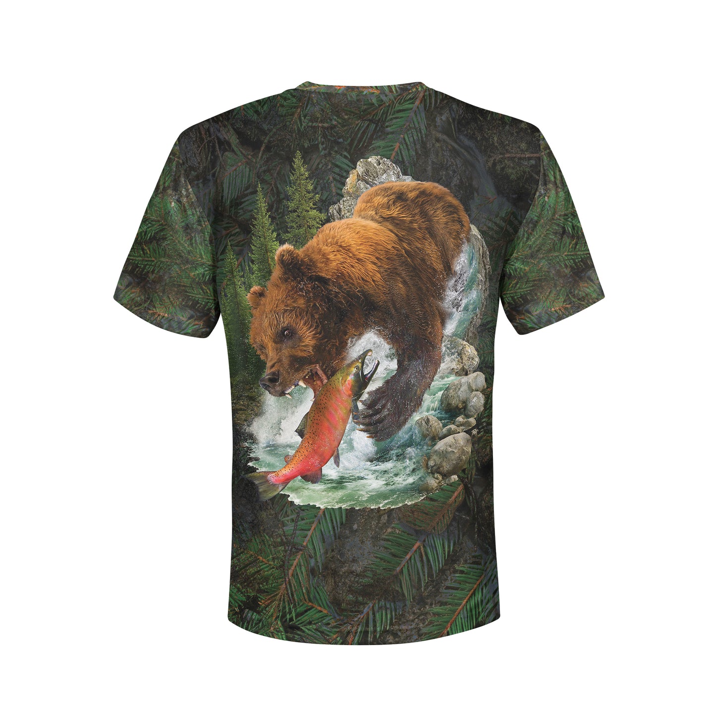 Grizzly and Salmon - Unisex Long Sleeve Sun Proof Performance Fishing Top with built in Hoodie (short sleeve option also available)