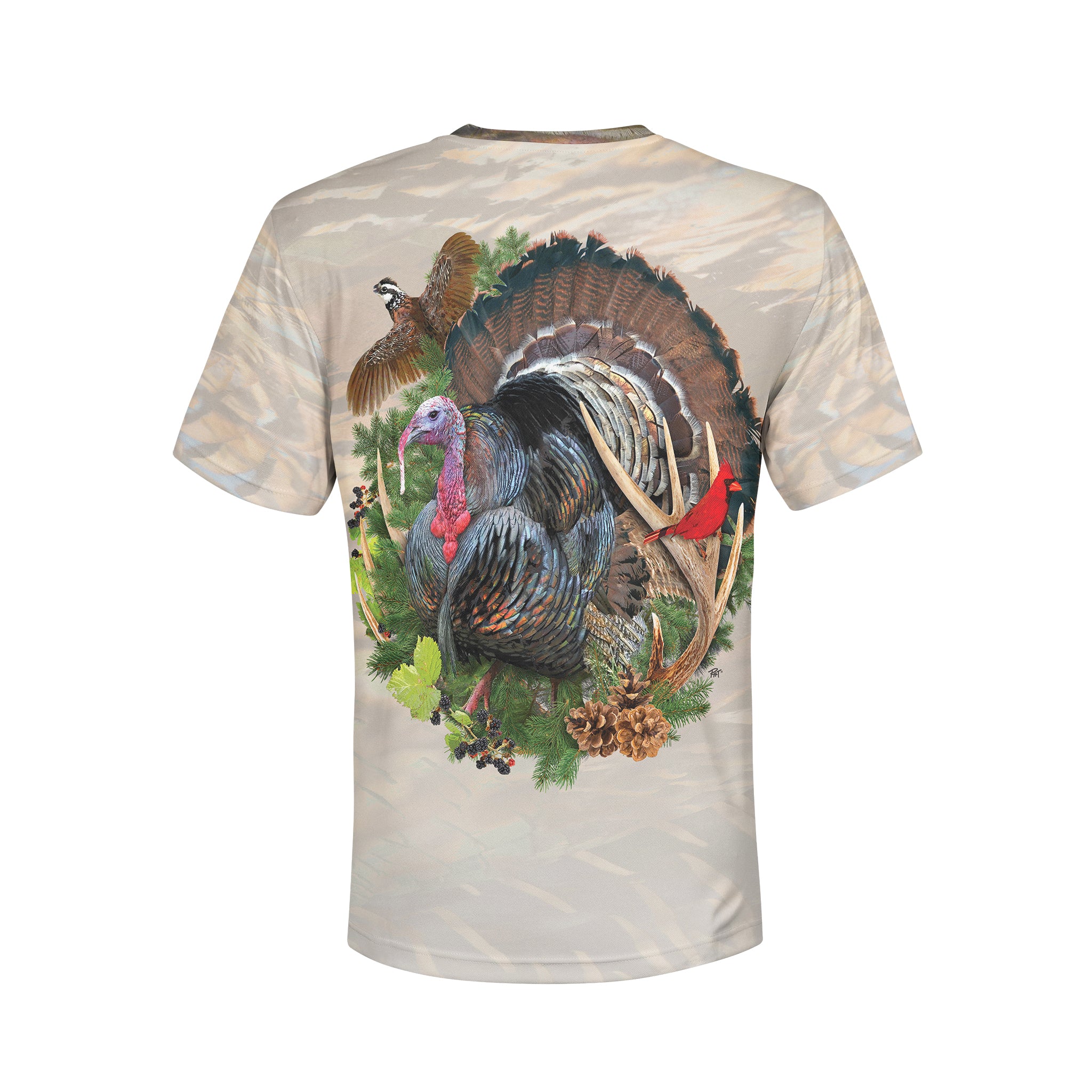 Wild Turkey and Quail - Unisex Long Sleeve Sun Proof Performance Fishing Top with built in Hoodie (short sleeve option also available)