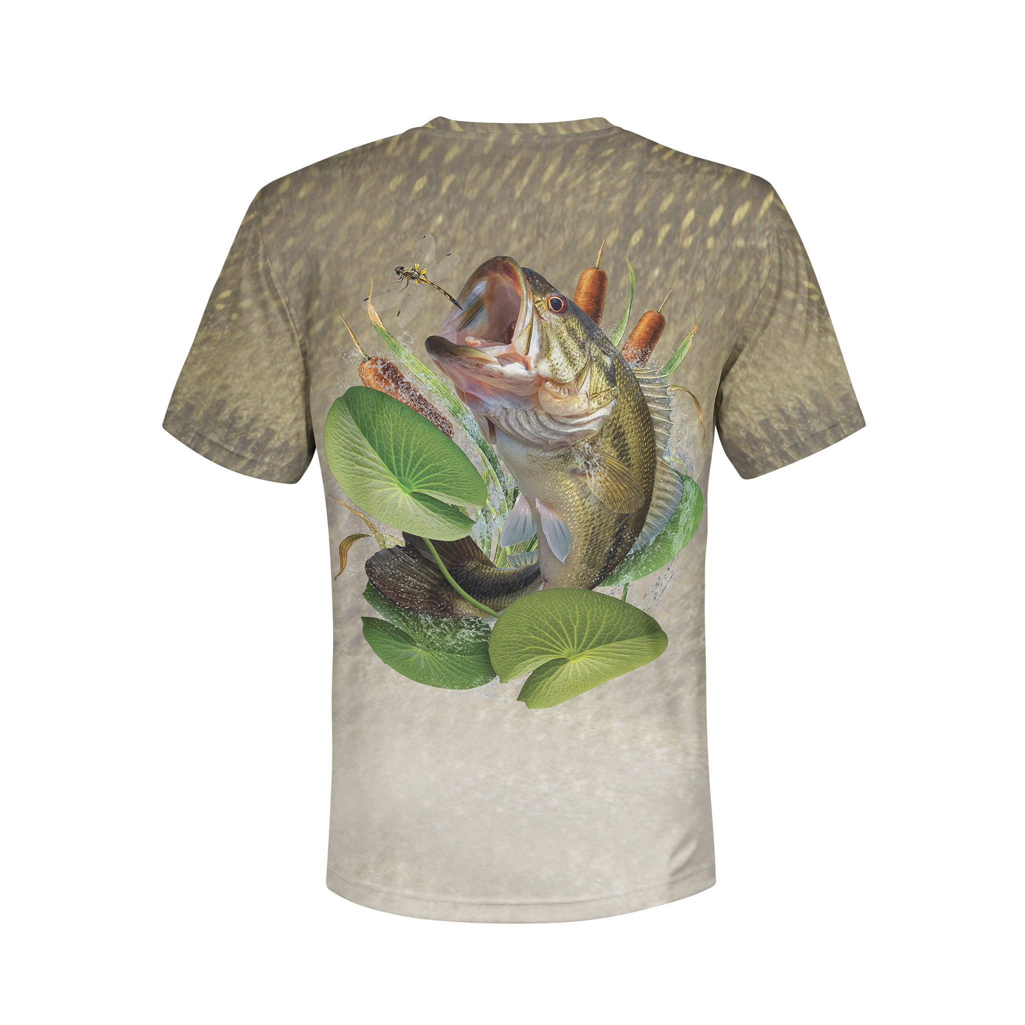 Bass and Dragonfly - Unisex Long Sleeve Sun Proof Performance Fishing Top with built in Hoodie and Gaiter (short sleeve option also available)