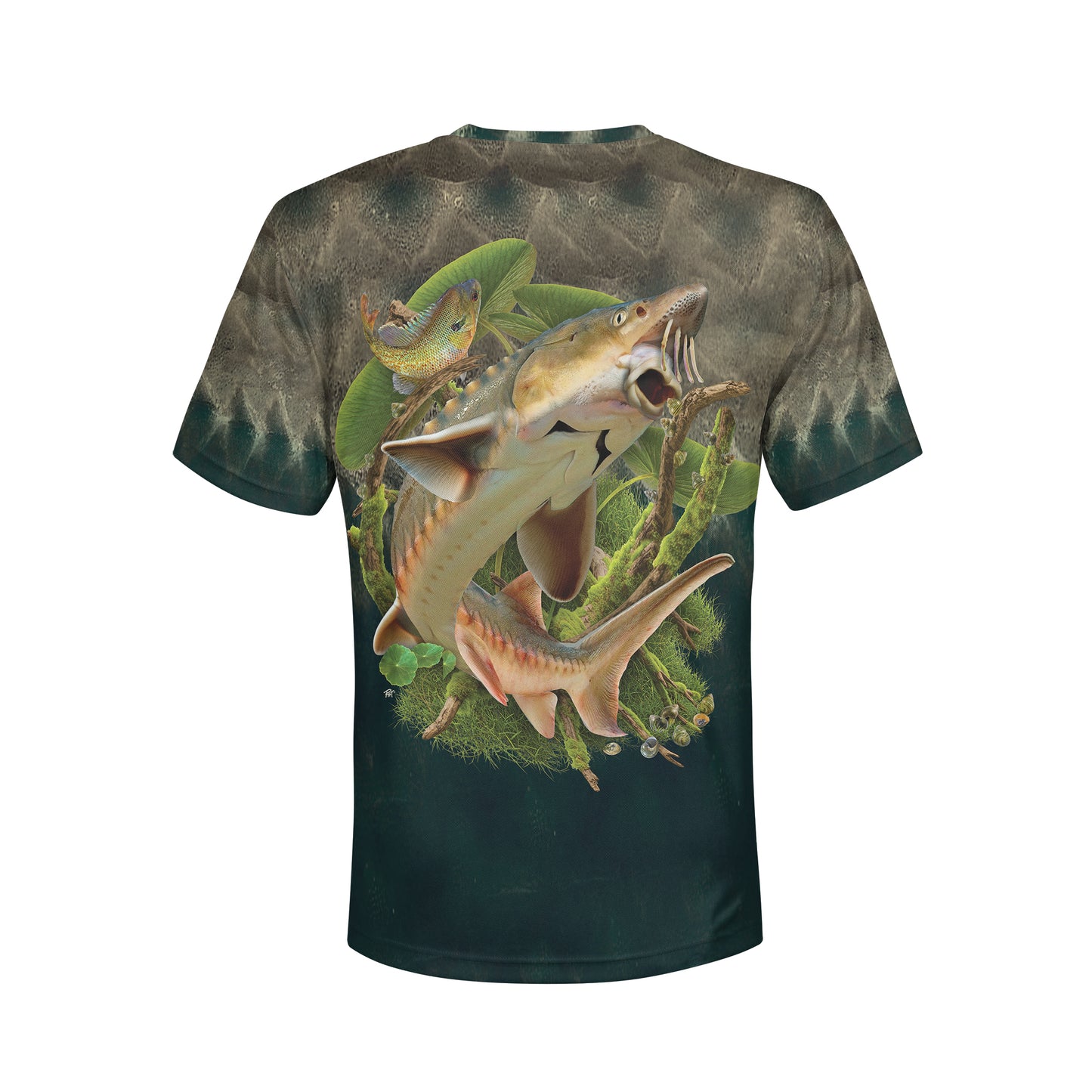 Shortnose Sturgeon - Unisex Long Sleeve Sun Proof Performance Fishing Top with built in Hoodie and Gaiter (short sleeve option also available)