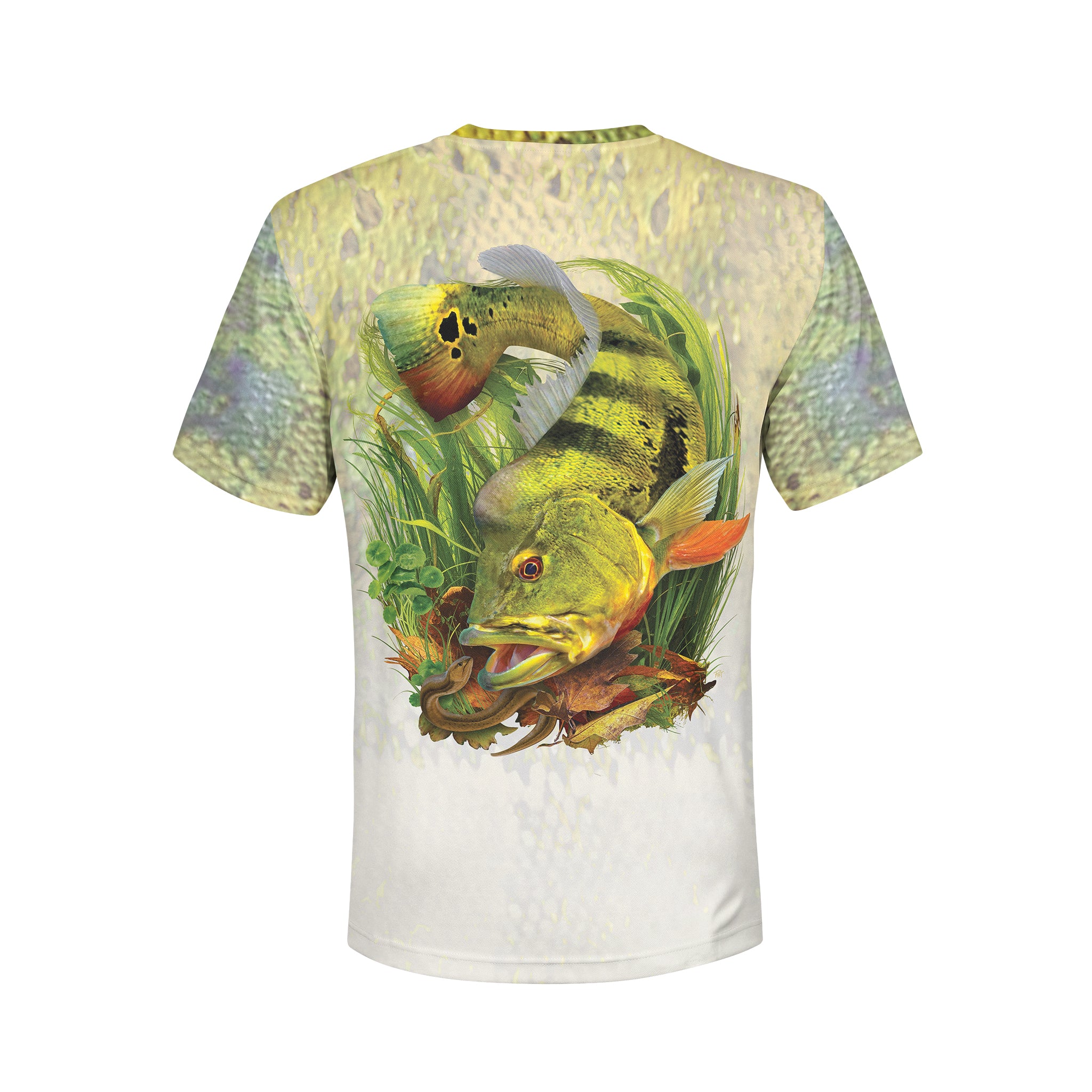 Peacock and Swamp Eel - Unisex Long Sleeve Sun Proof Performance Fishing Top with built in Hoodie and Gaiter (short sleeve option also available)