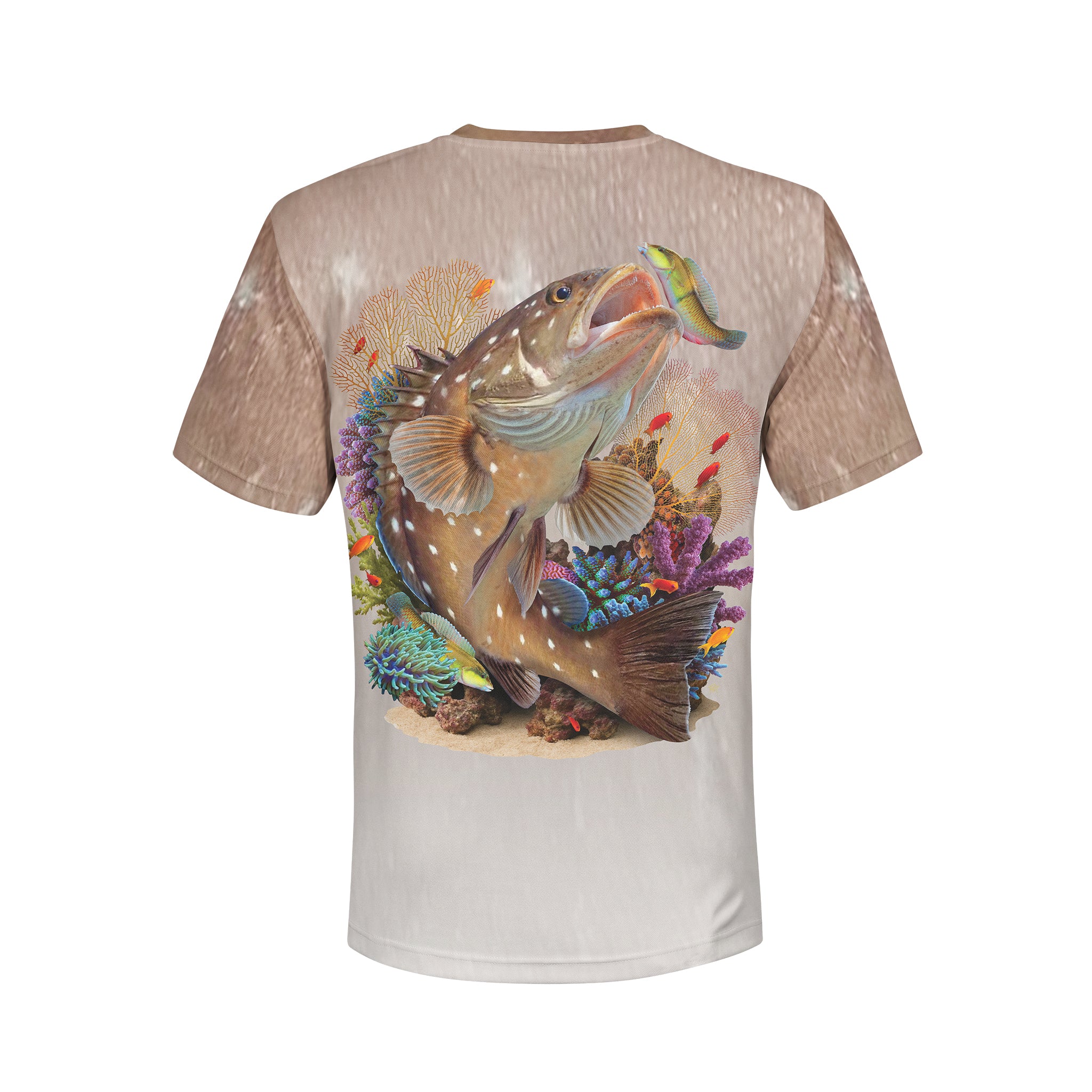 Snowy Grouper - Unisex Long Sleeve Sun Proof Performance Fishing Top with built in Hoodie and Gaiter (short sleeve option also available)