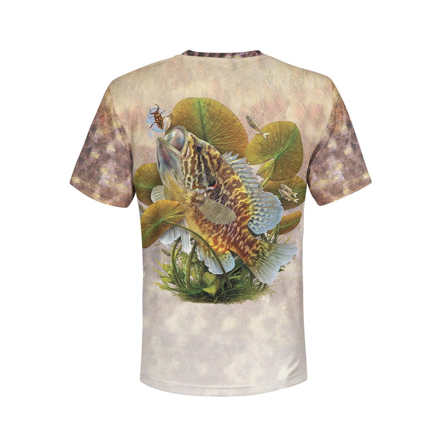 Warmouth Bass - Unisex Long Sleeve Sun Proof Performance Fishing Top with built in Hoodie and Gaiter (short sleeve option also available)