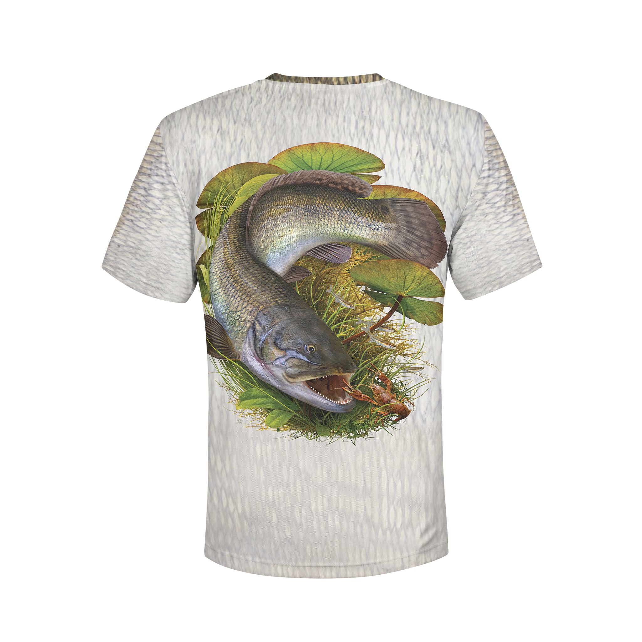 Bowfin and Crayfish - Unisex Long Sleeve Sun Proof Performance Fishing Top with built in Hoodie and Gaiter (short sleeve option also available)