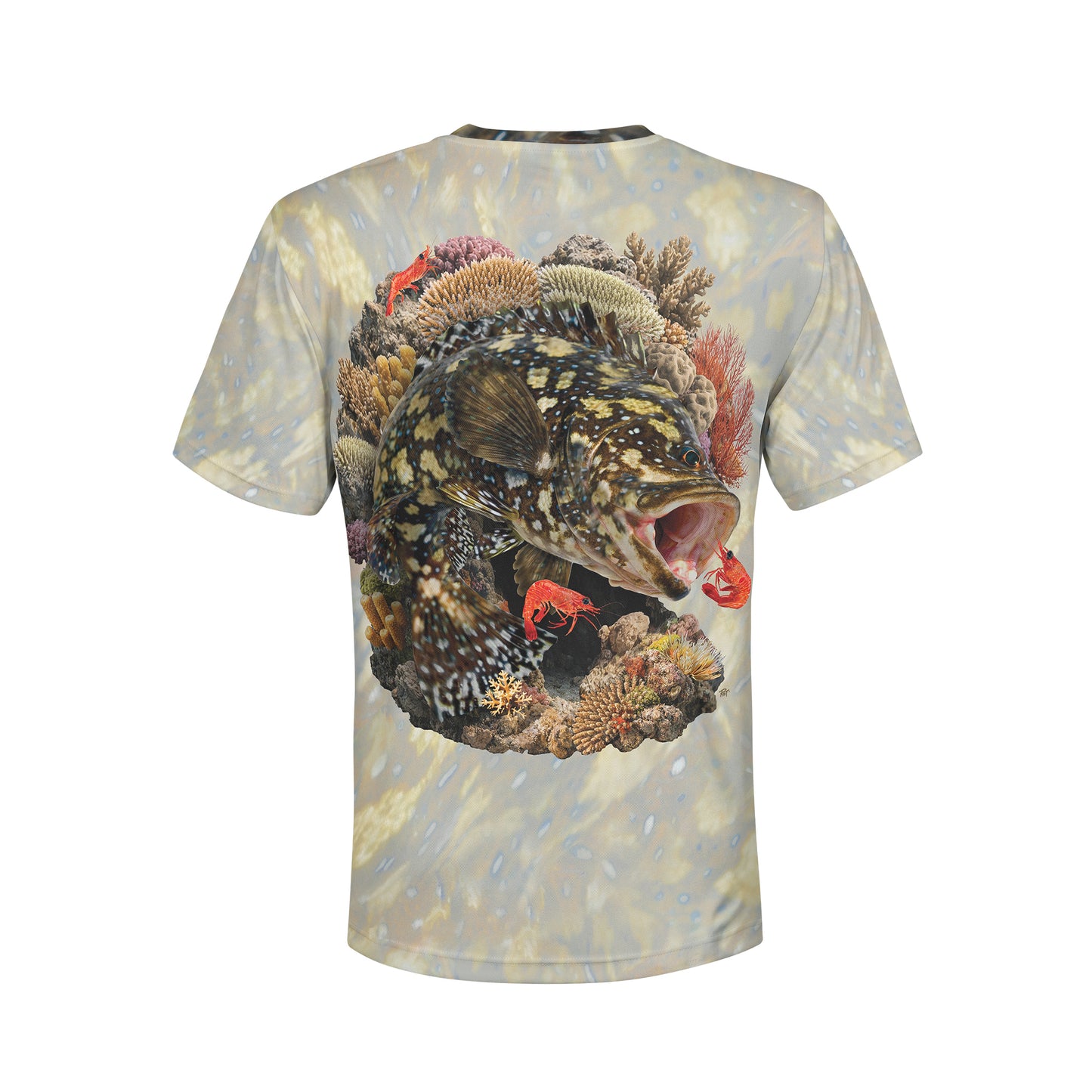 Marbled Grouper - Unisex Long Sleeve Sun Proof Performance Fishing Top with built in Hoodie and Gaiter (short sleeve option also available)