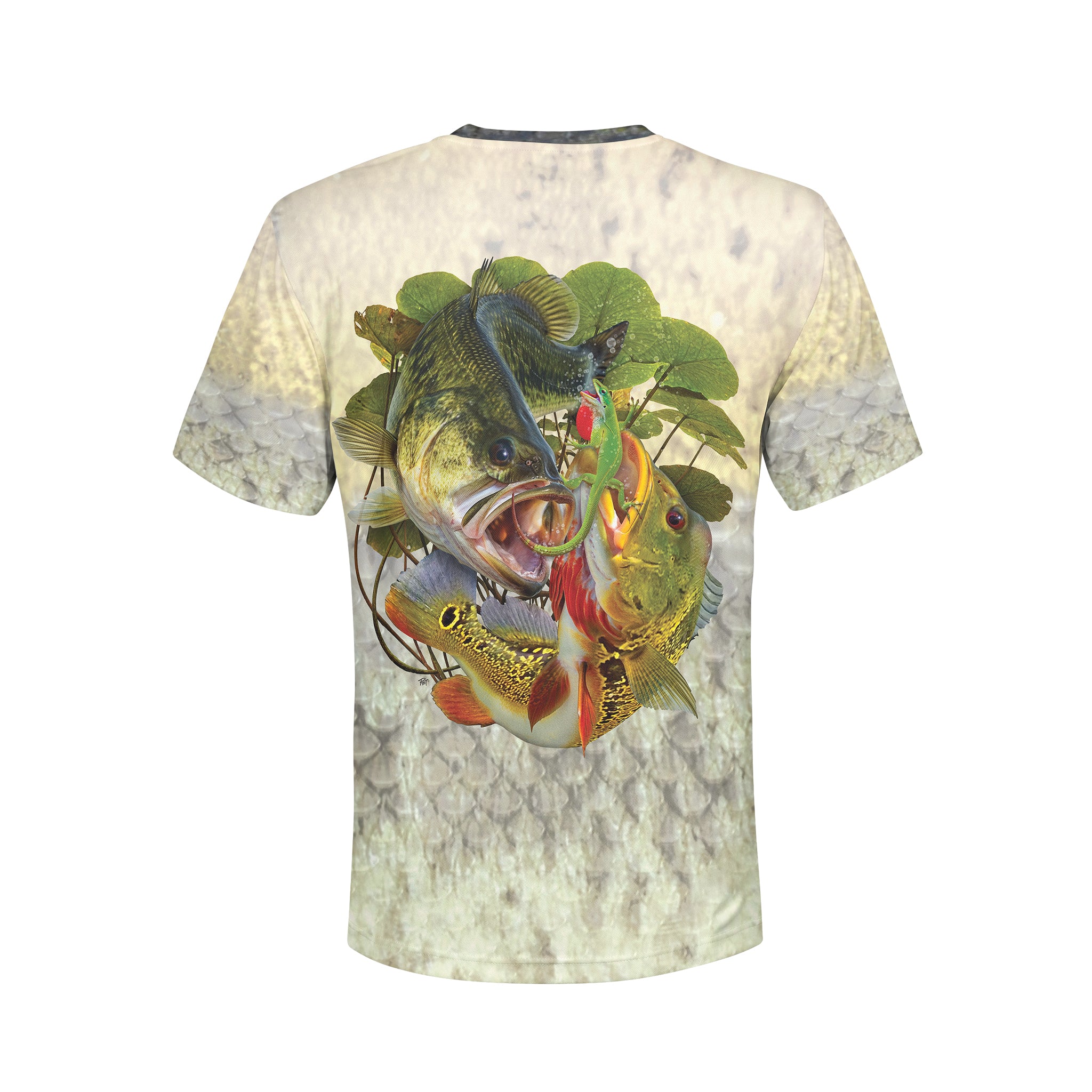 Peacock vs Bass - Unisex Long Sleeve Sun Proof Performance Fishing Top with built in Hoodie and Gaiter (short sleeve option also available)