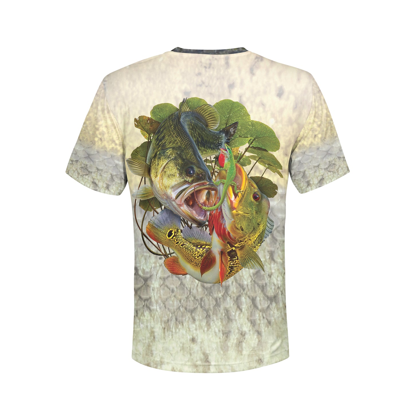 Peacock vs Bass - Unisex Long Sleeve Sun Proof Performance Fishing Top with built in Hoodie and Gaiter (short sleeve option also available)
