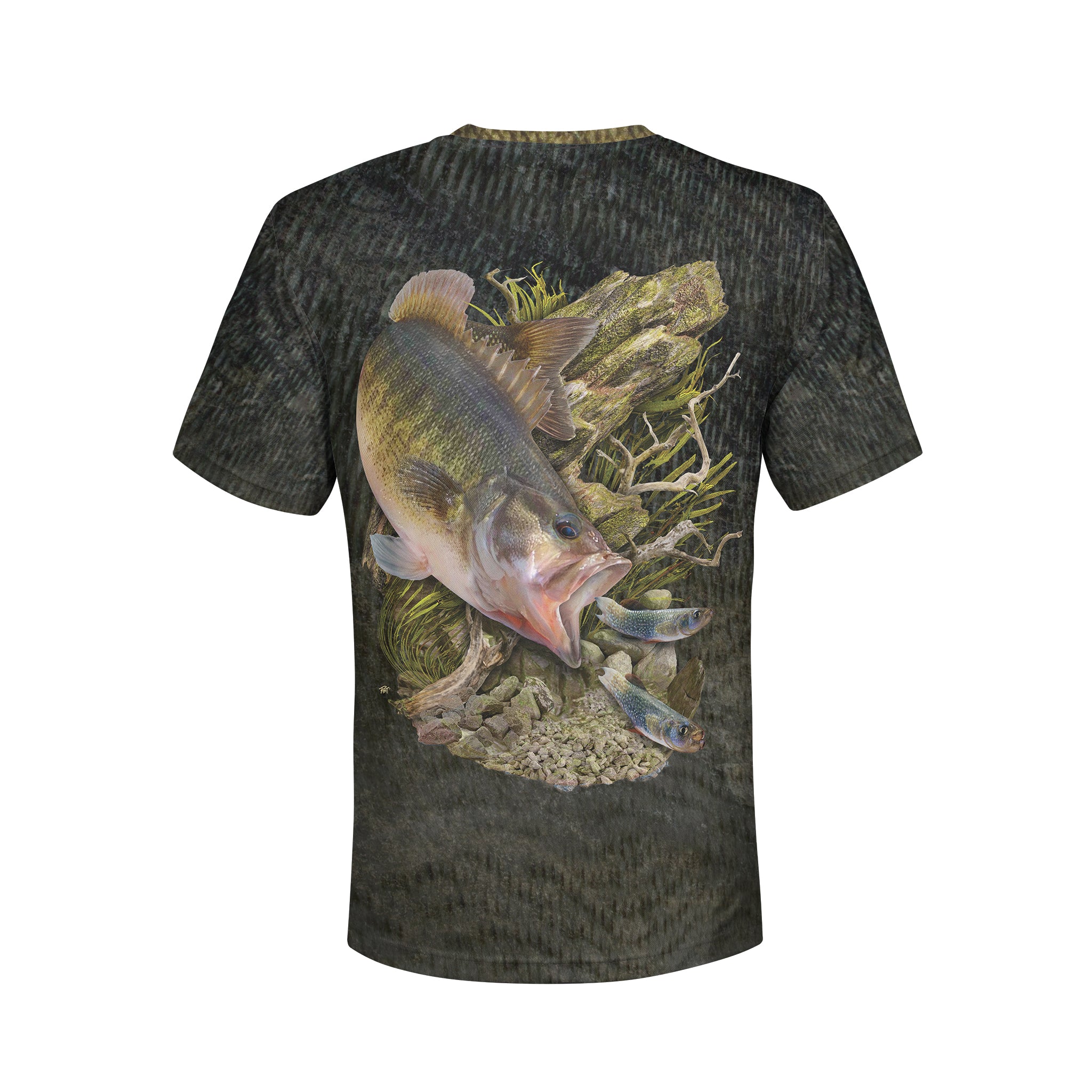 Shoal Bass - Unisex Long Sleeve Sun Proof Performance Fishing Top with built in Hoodie and Gaiter (short sleeve option also available)