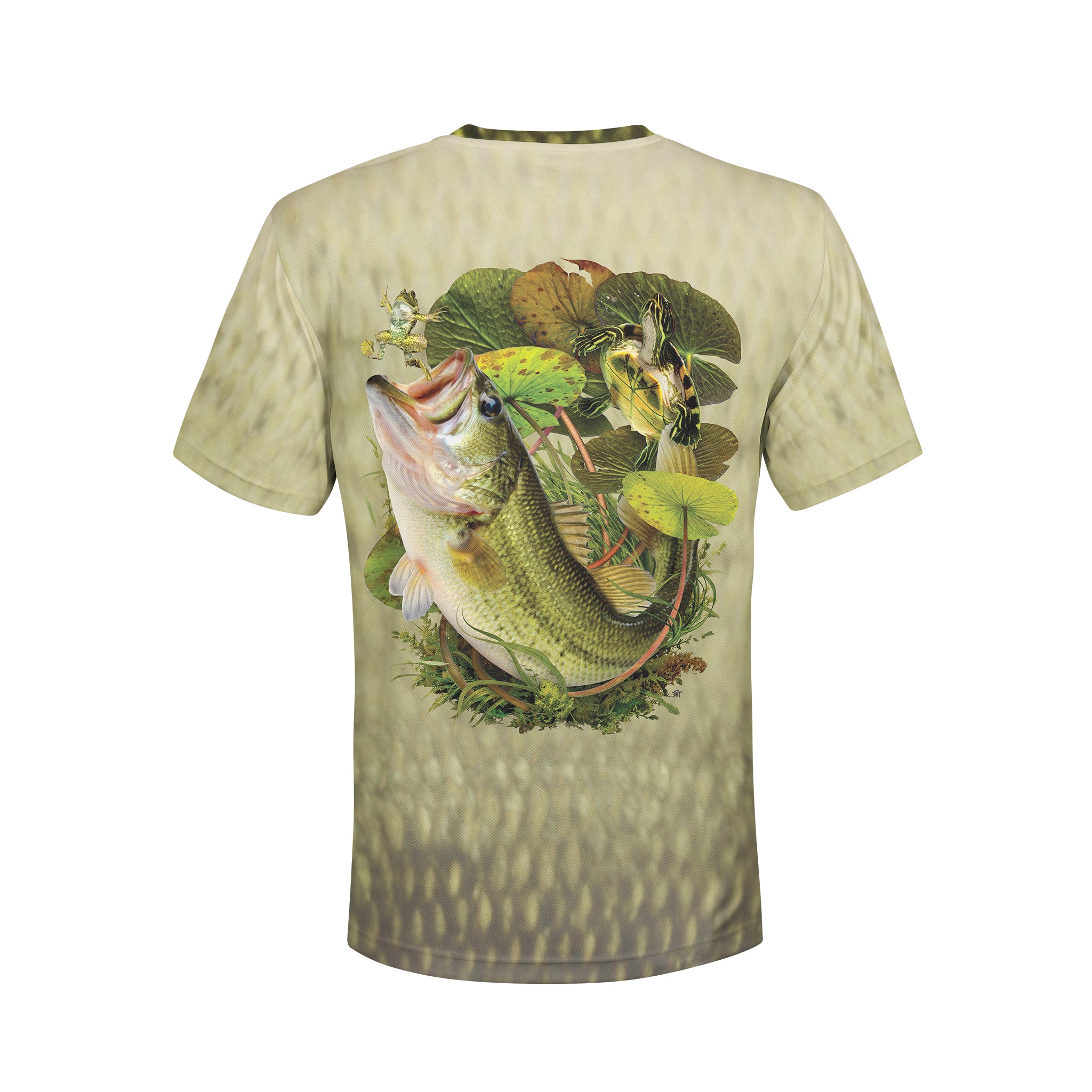 Bass and Frog - Unisex Long Sleeve Sun Proof Performance Fishing Top with built in Hoodie and Gaiter (short sleeve option also available)
