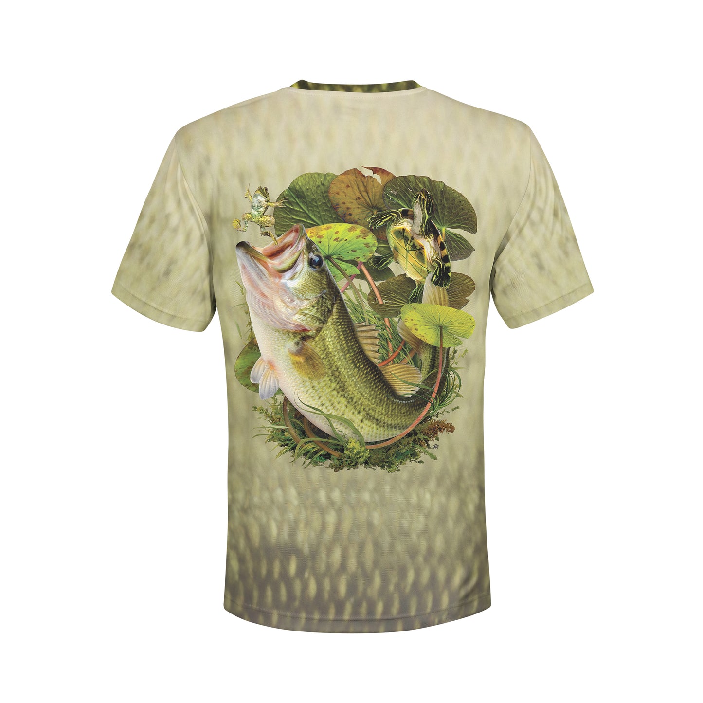 Bass and Frog - Unisex Long Sleeve Sun Proof Performance Fishing Top with built in Hoodie and Gaiter (short sleeve option also available)