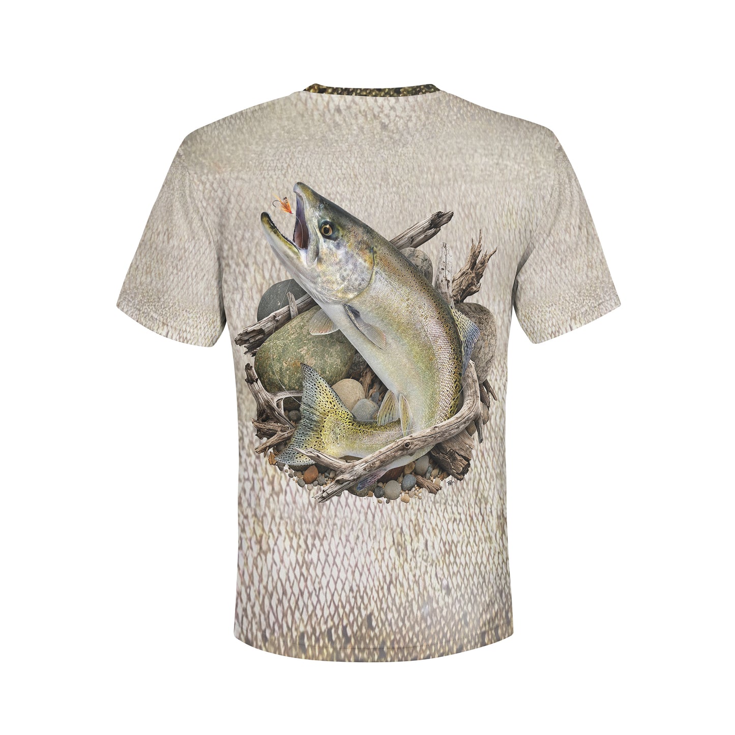 Chinook Salmon - Unisex Long Sleeve Sun Proof Performance Fishing Top with built in Hoodie and Gaiter (short sleeve option also available)