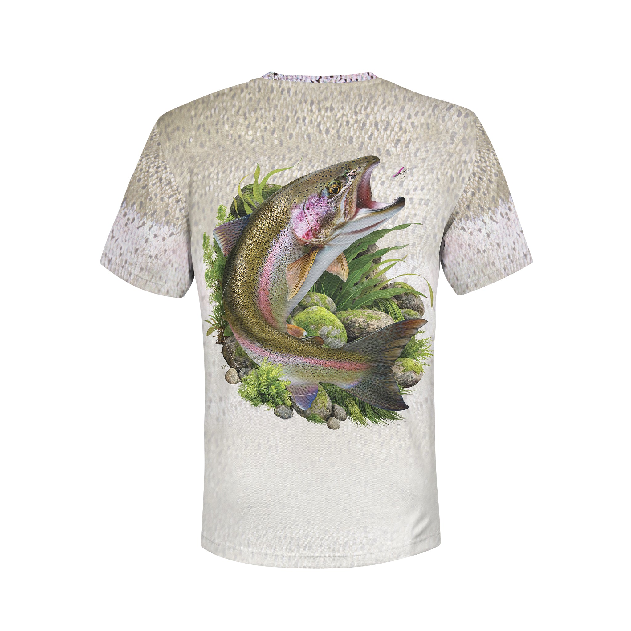 Rainbow Trout - Unisex Long Sleeve Sun Proof Performance Fishing Top with built in Hoodie and Gaiter (short sleeve option also available)