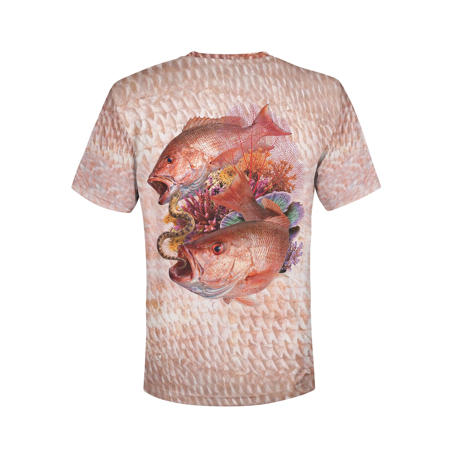 Red Snapper and Snake Eel - Unisex Long Sleeve Sun Proof Performance Fishing Top with built in Hoodie and Gaiter (short sleeve option also available)