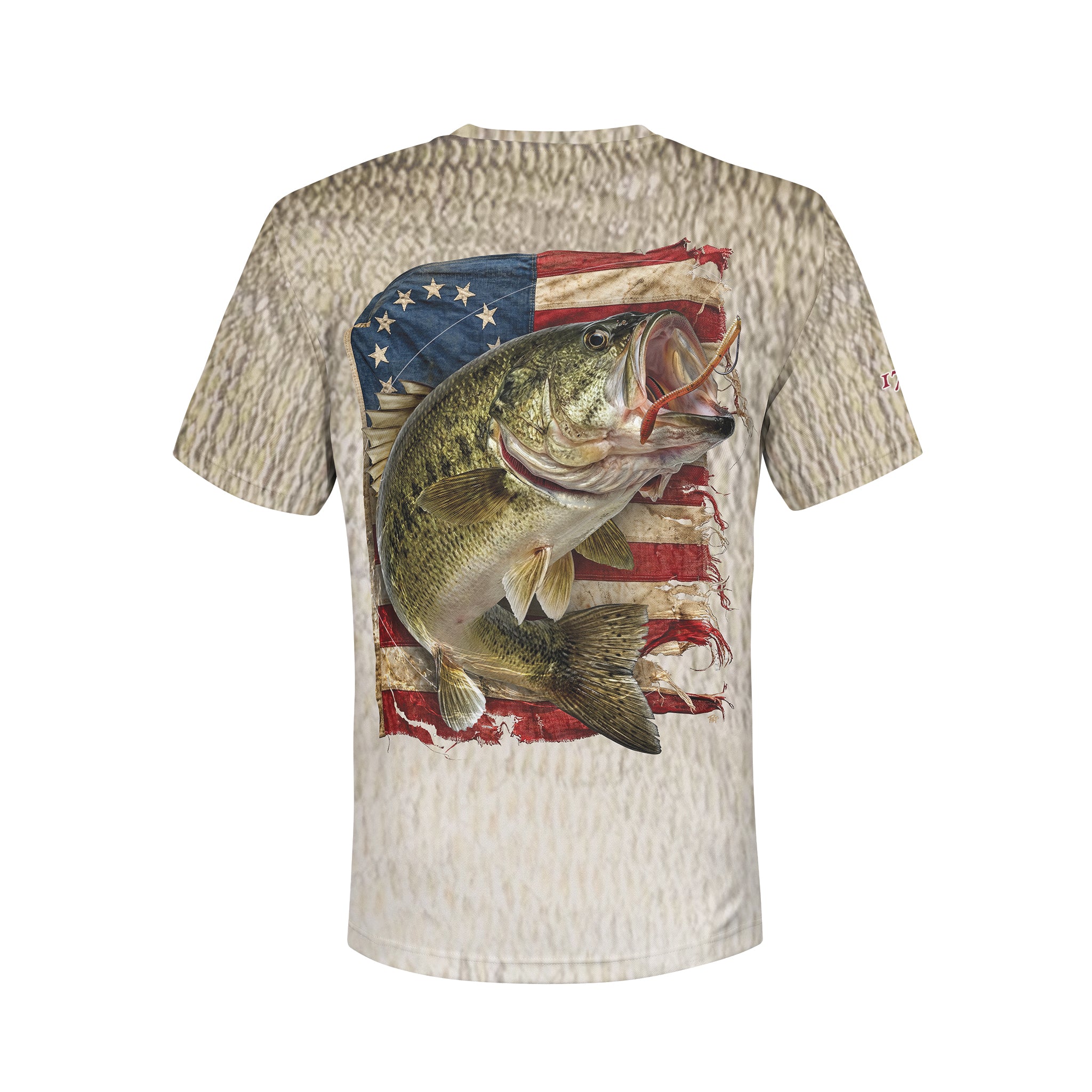 Betsy Ross Bass - Unisex Long Sleeve Sun Proof Performance Fishing Top with built in Hoodie and Gaiter (short sleeve option also available)